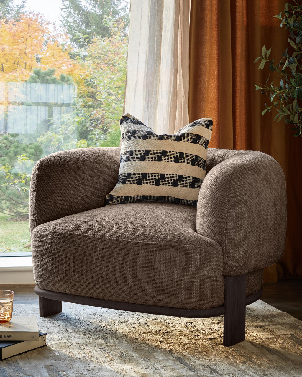 Florence mocha chunky weave armchair