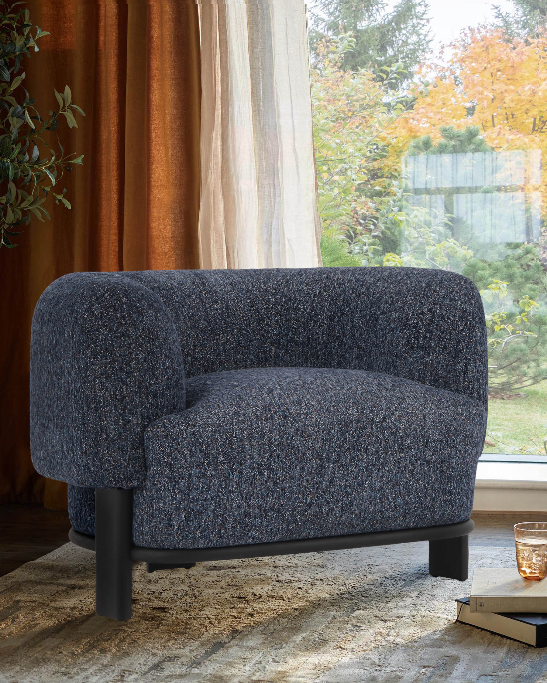 Florence navy mosaic chenille armchair