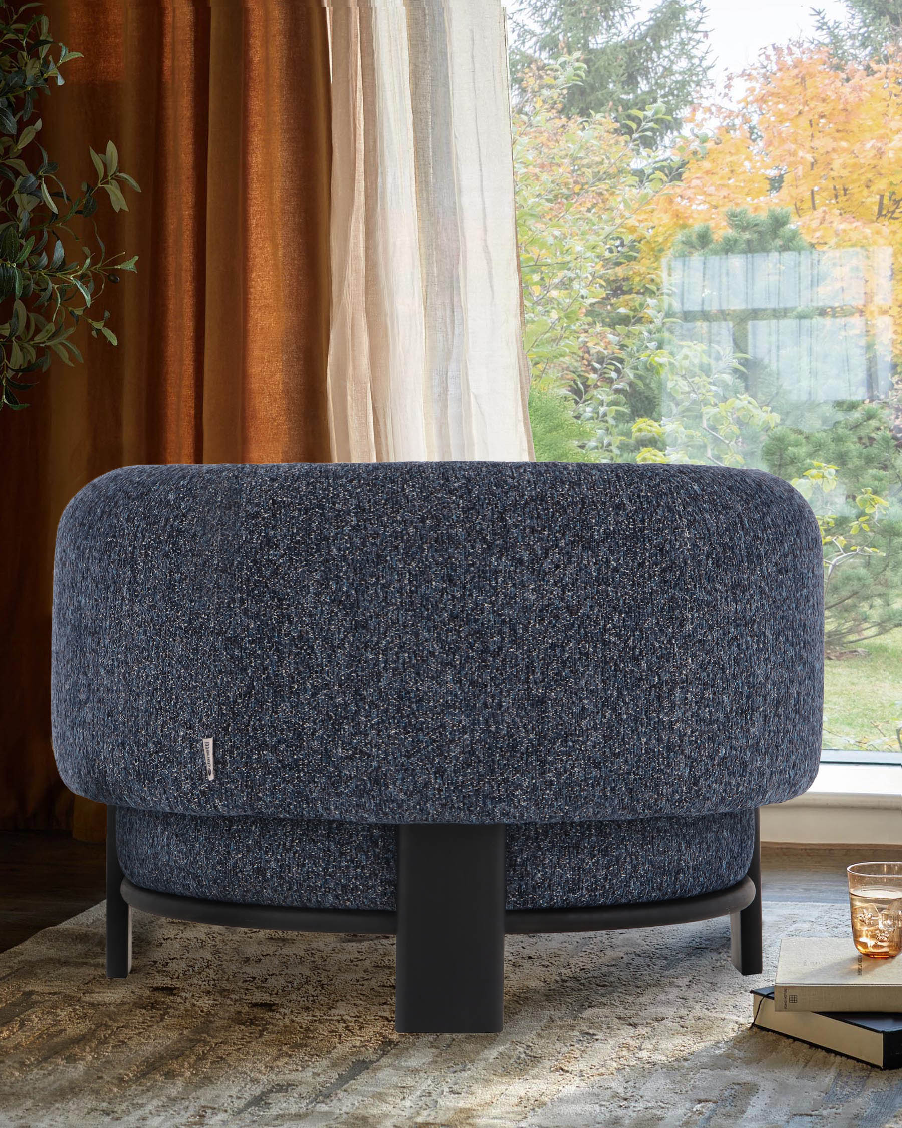 Florence navy mosaic chenille armchair