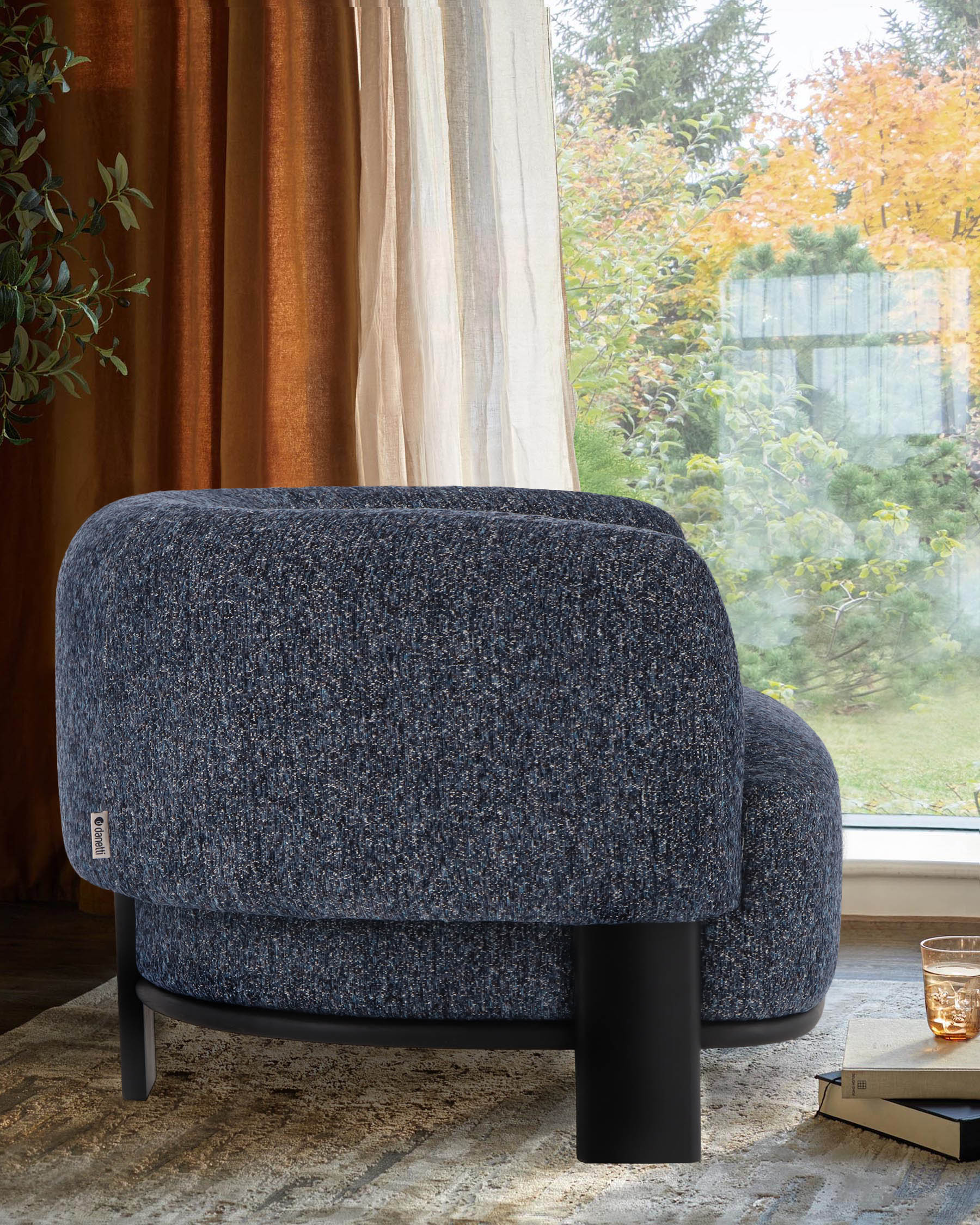 Florence navy mosaic chenille armchair