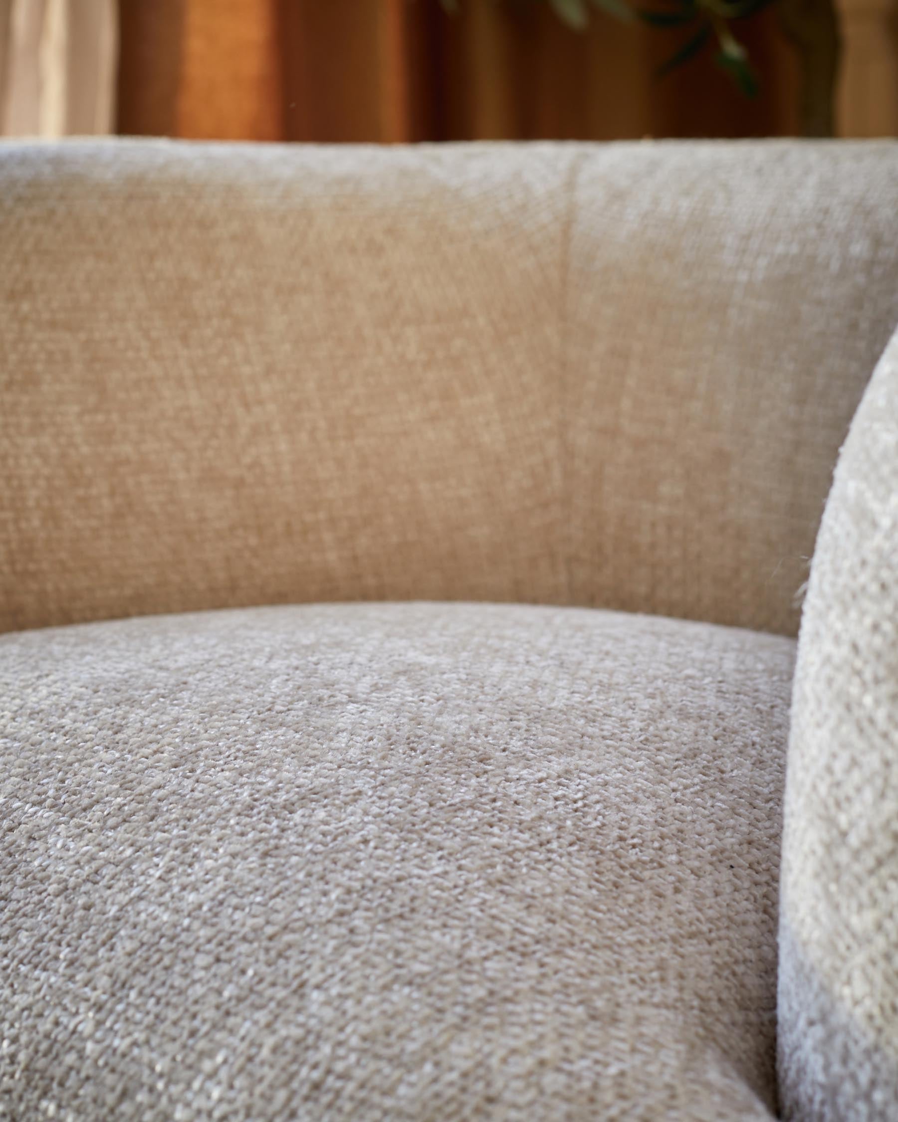 Florence natural fabric with dark wood armchair