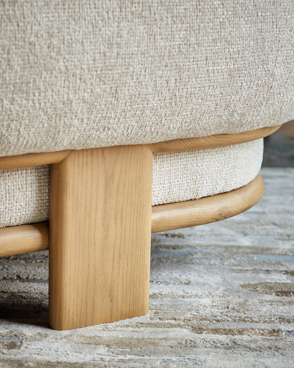 Florence natural fabric with light wood 3 seater sofa