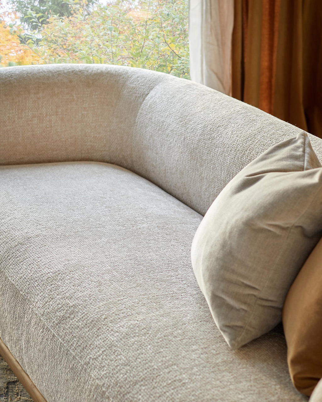 Florence natural fabric with light wood 3 seater sofa