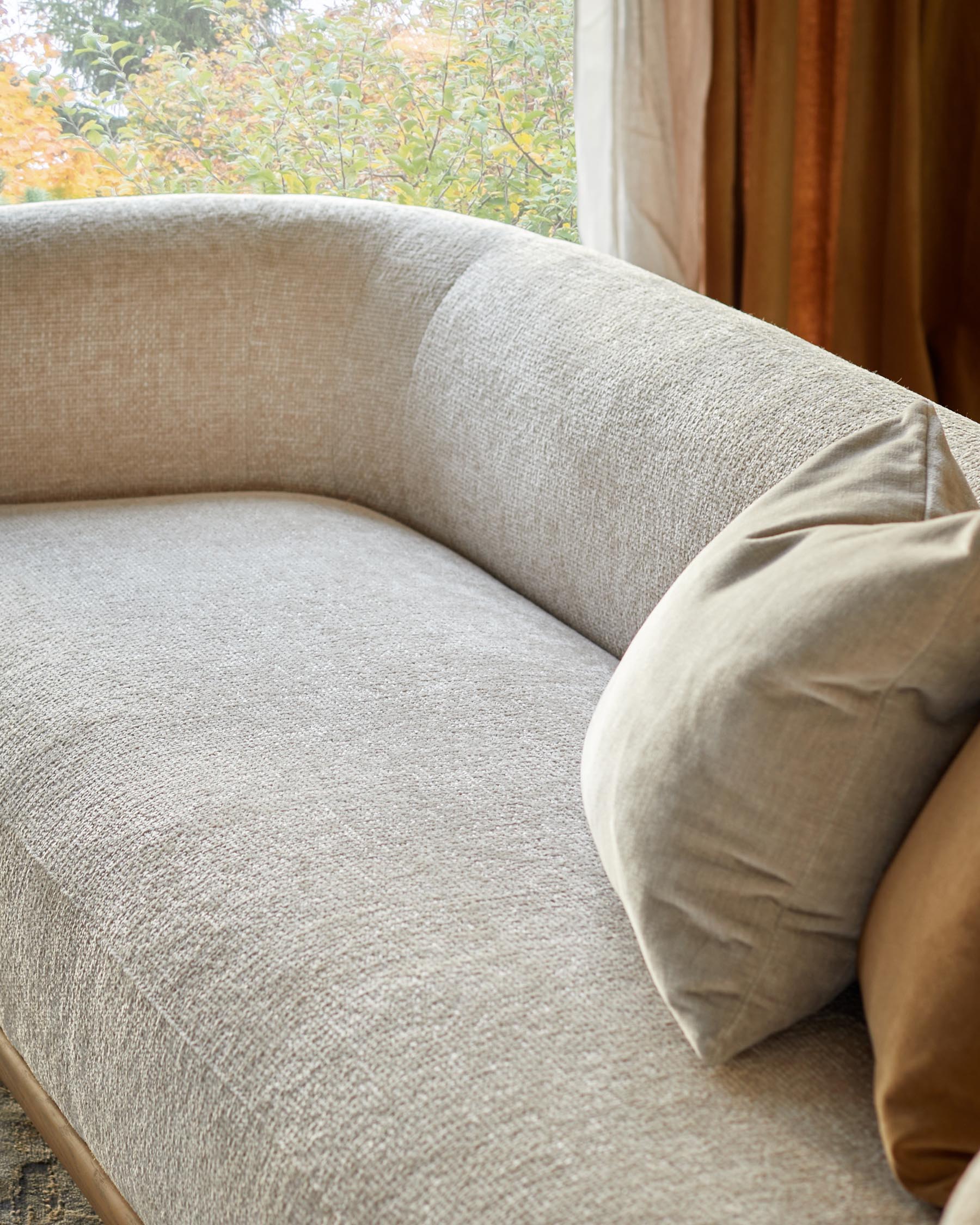 Florence natural fabric with light wood 3 seater sofa