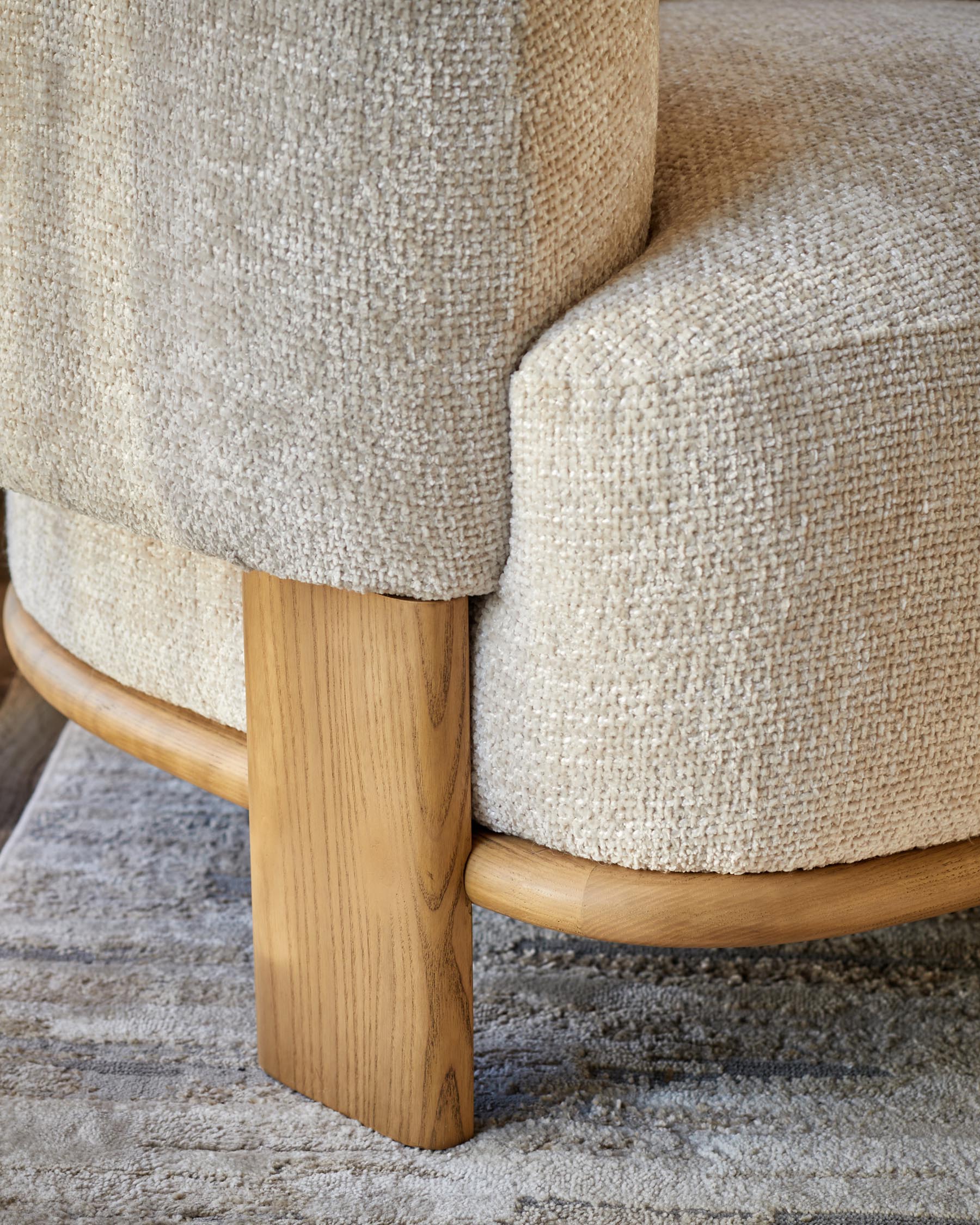 Florence natural fabric with light wood armchair