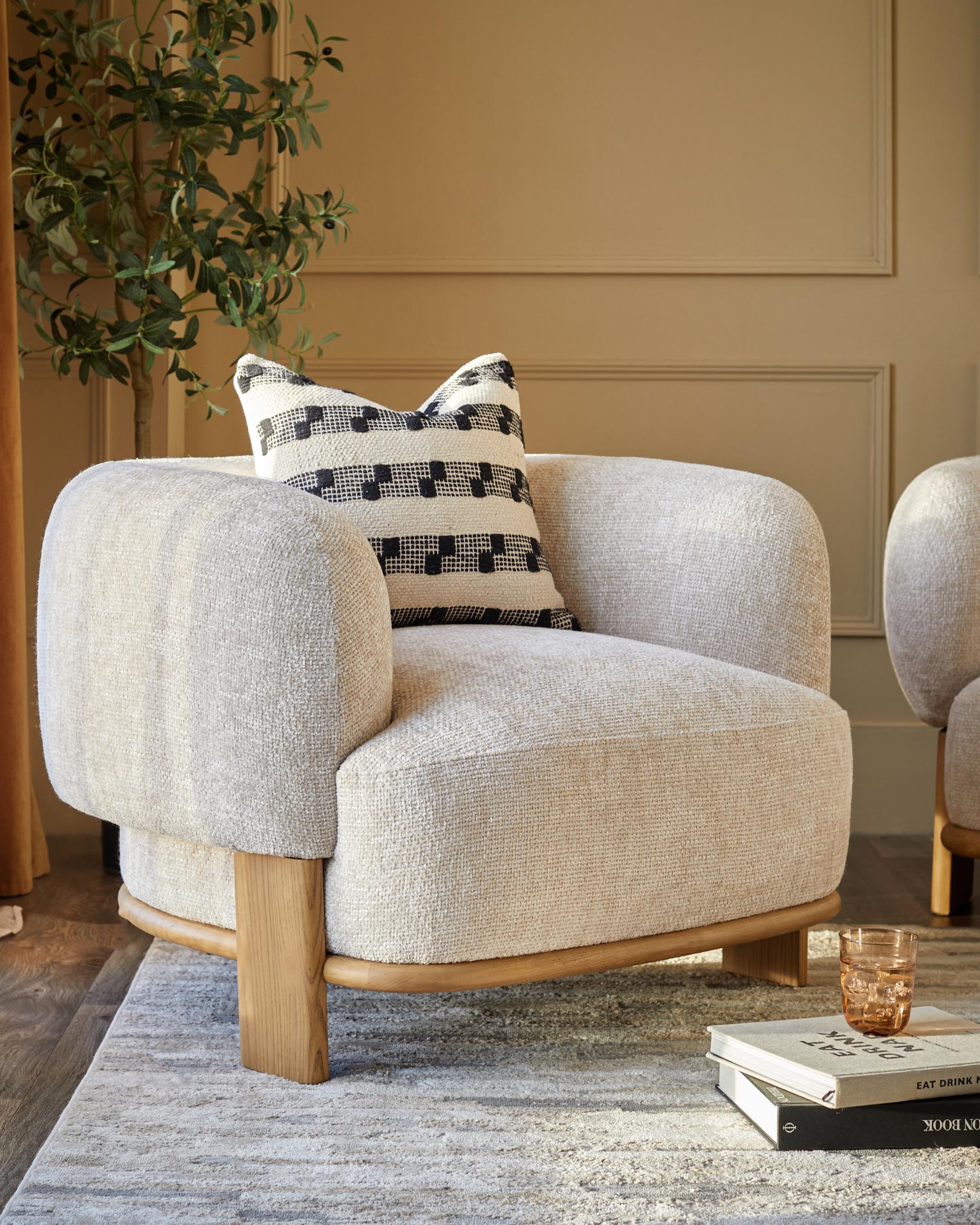 Florence natural fabric with light wood armchair