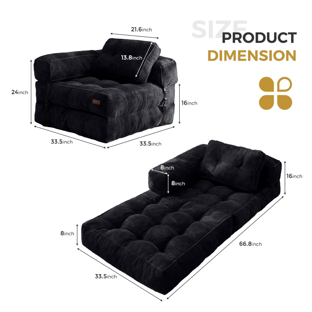 Foldable Sofa Bed,L-Shaped Floor Sofa Couch