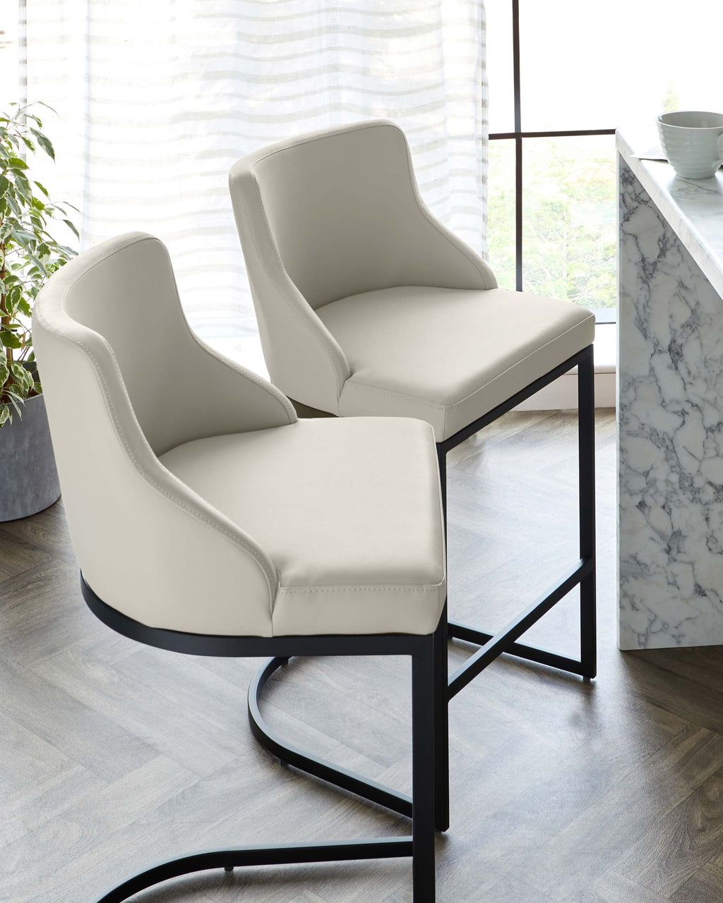 Form Light Grey Faux Leather Bar Stool