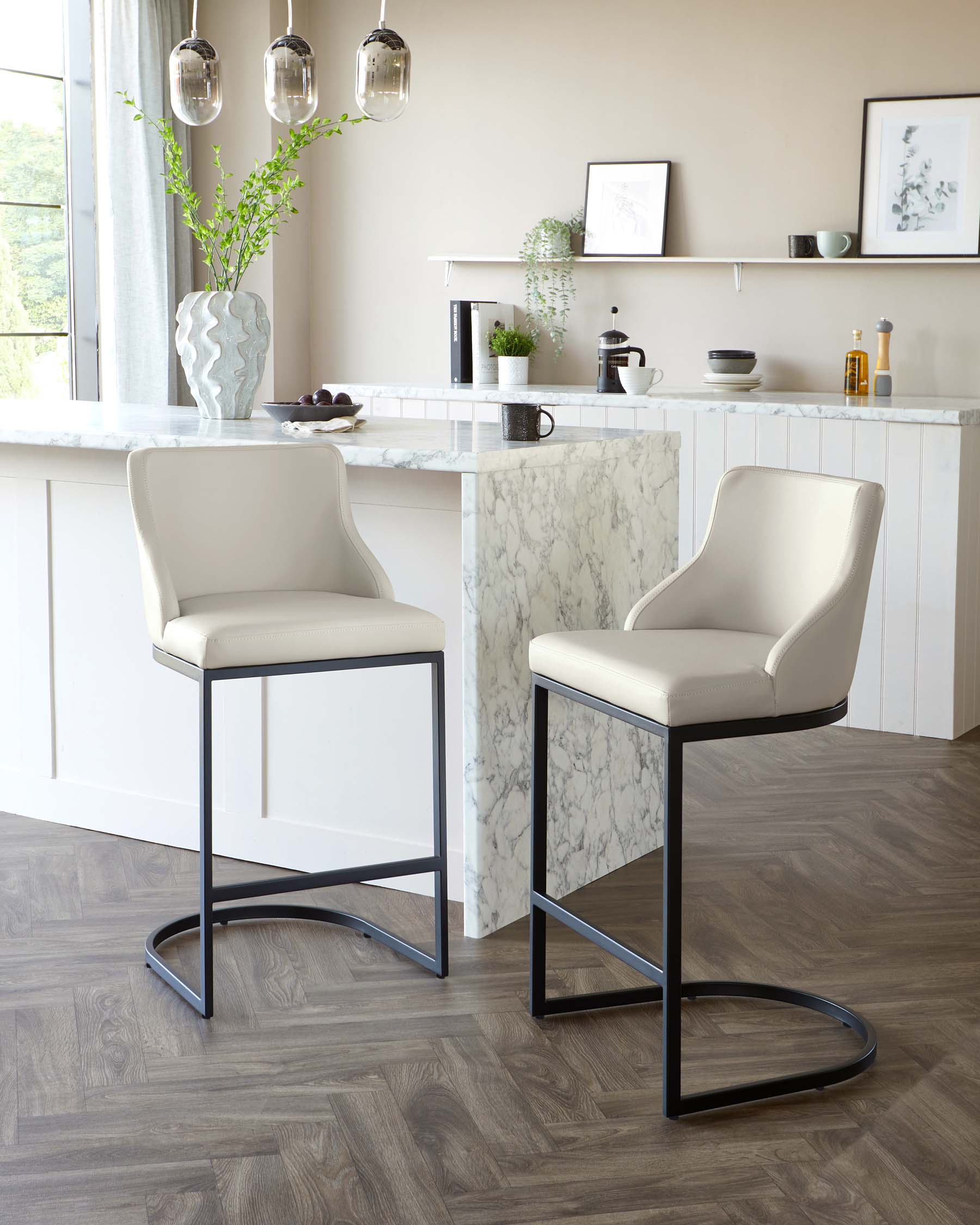 Form Light Grey Faux Leather Bar Stool