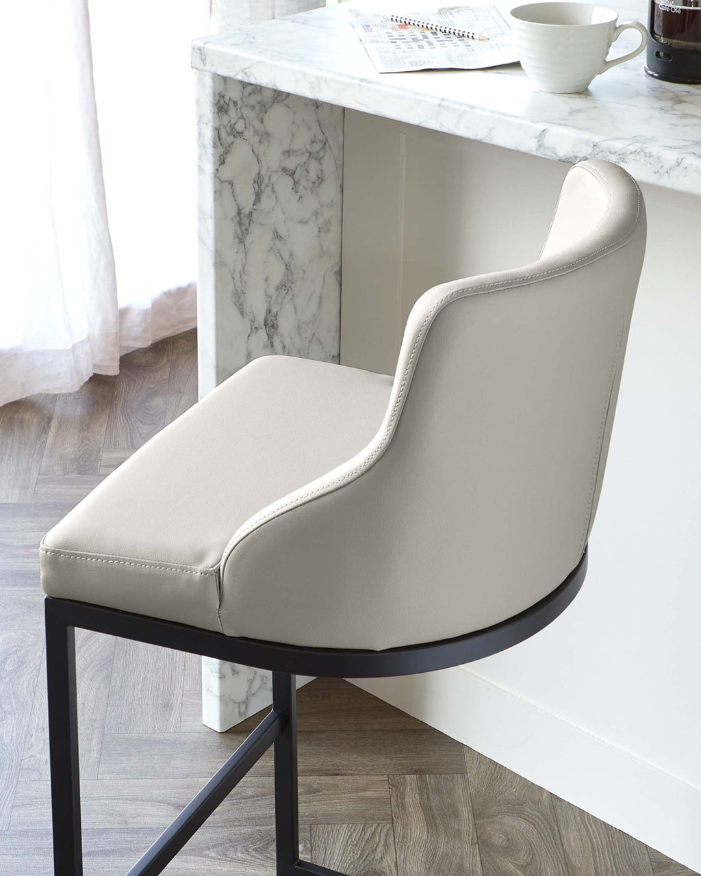Form Light Grey Faux Leather Bar Stool