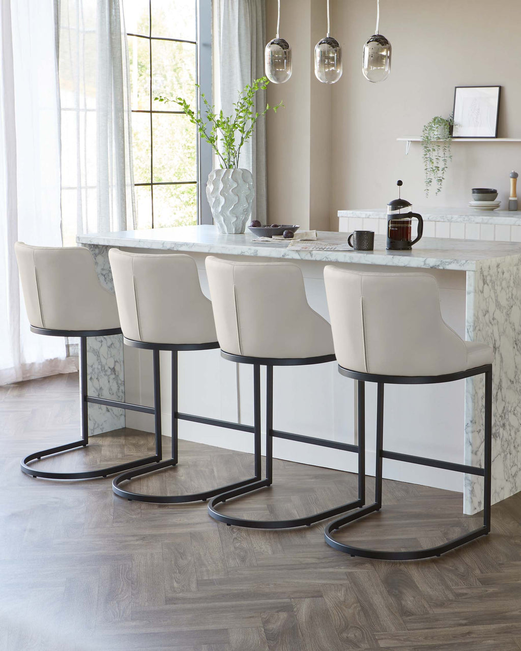 Form Light Grey Faux Leather Bar Stool