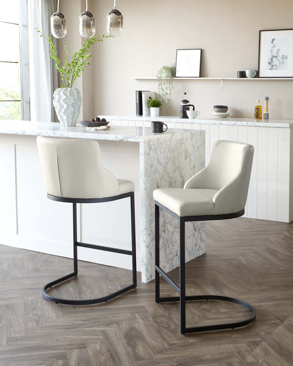 Form Light Grey Faux Leather Bar Stool