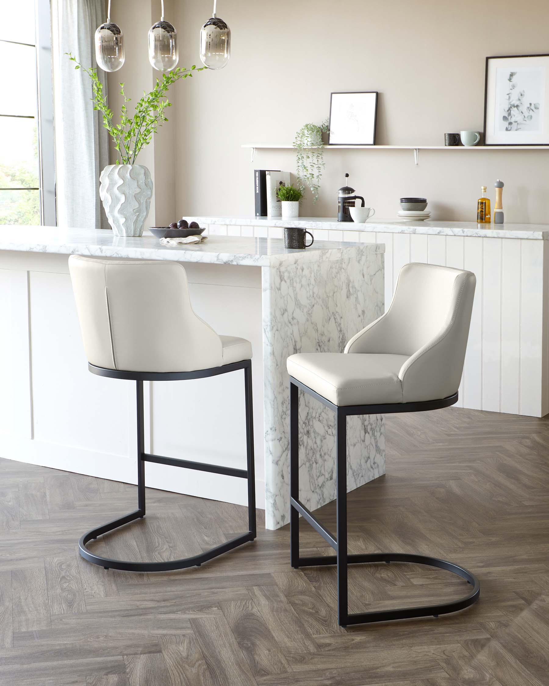 Form Light Grey Faux Leather Bar Stool