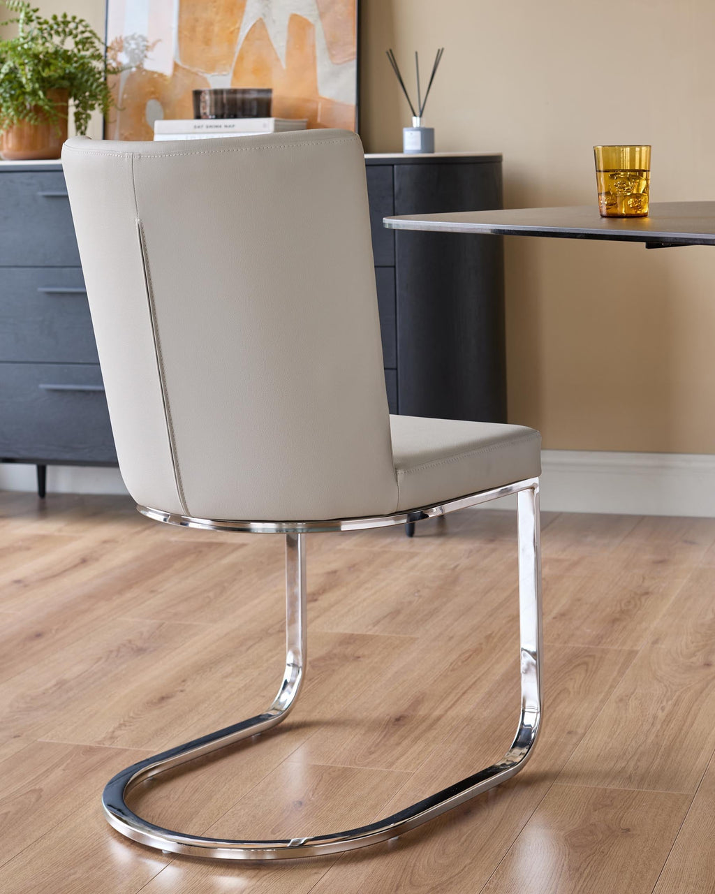 Form Light Grey Faux Leather Cantilever Dining Chair