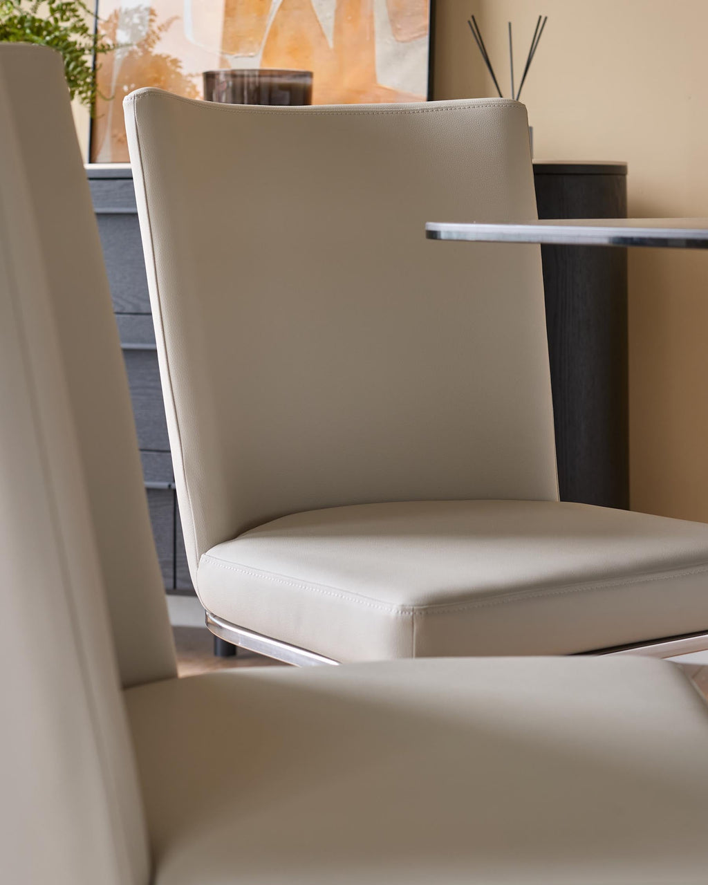 Form Light Grey Faux Leather Cantilever Dining Chair