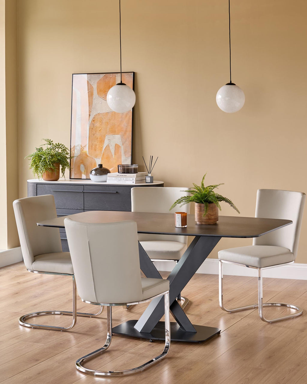 Form Light Grey Faux Leather Cantilever Dining Chair