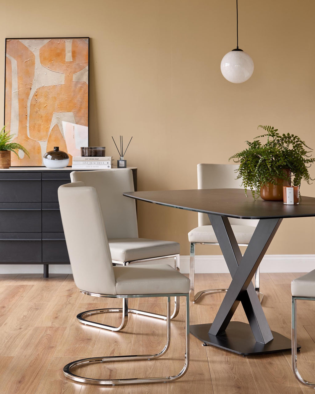 Form Light Grey Faux Leather Cantilever Dining Chair