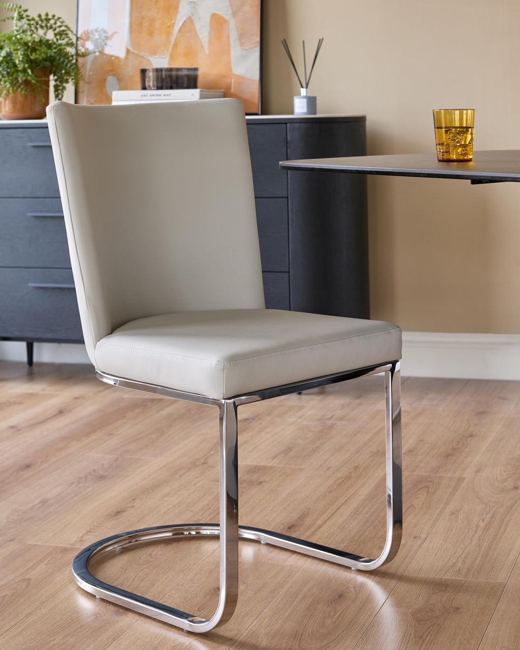 Form Light Grey Faux Leather Cantilever Dining Chair