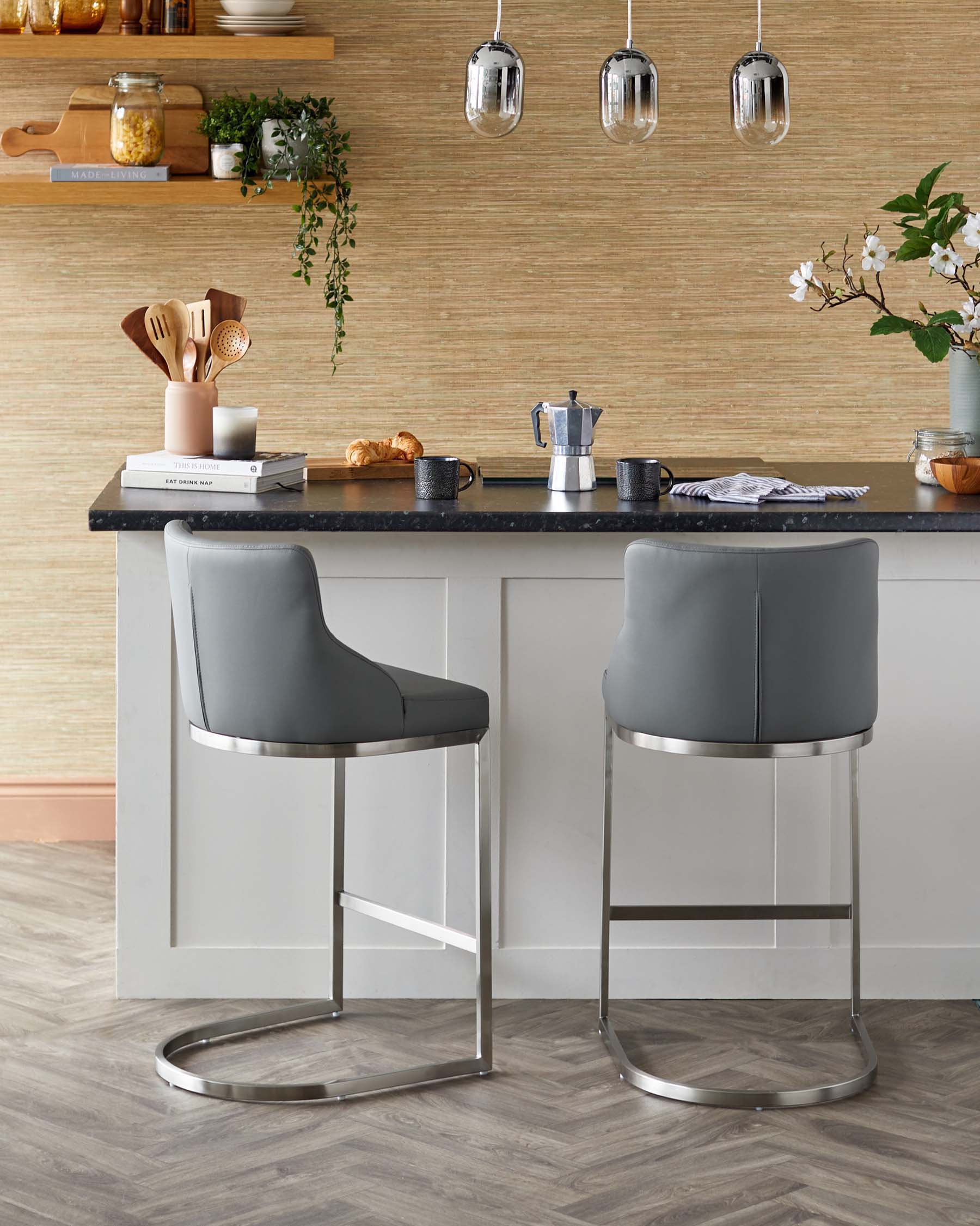 Form grey faux leather bar stool