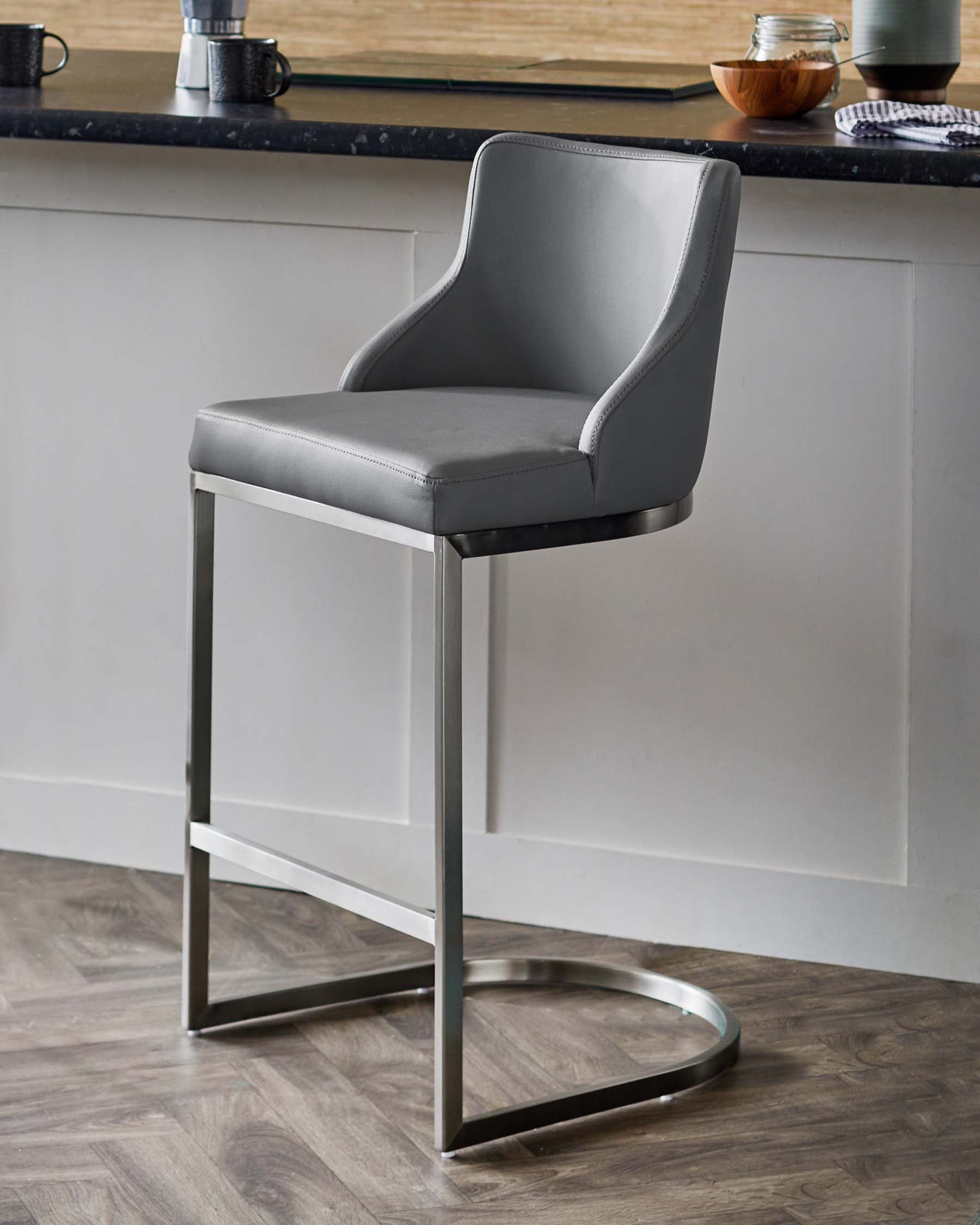 Form grey faux leather bar stool