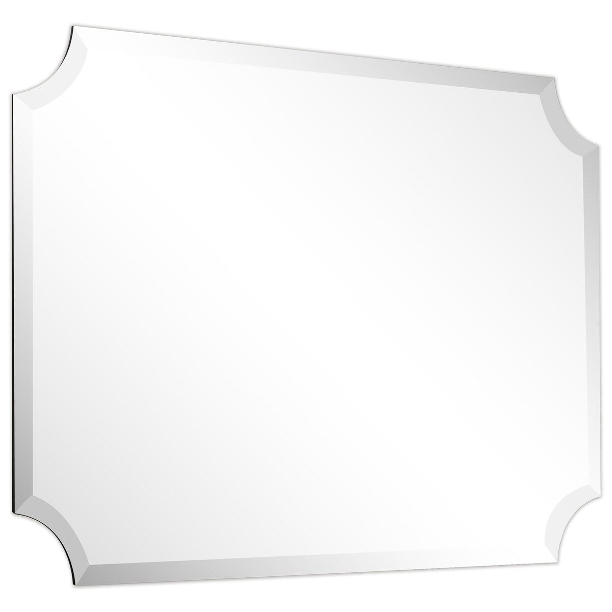 Frameless Rectangle Scalloped Beveled Wall Mirror, Bathroom, Vanity, Bedroom Mirror,1-beveled Edge - Clear