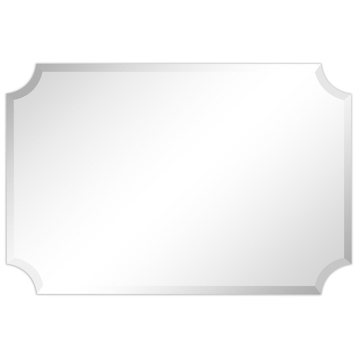 Frameless Rectangle Scalloped Beveled Wall Mirror, Bathroom, Vanity, Bedroom Mirror,1-beveled Edge - Clear
