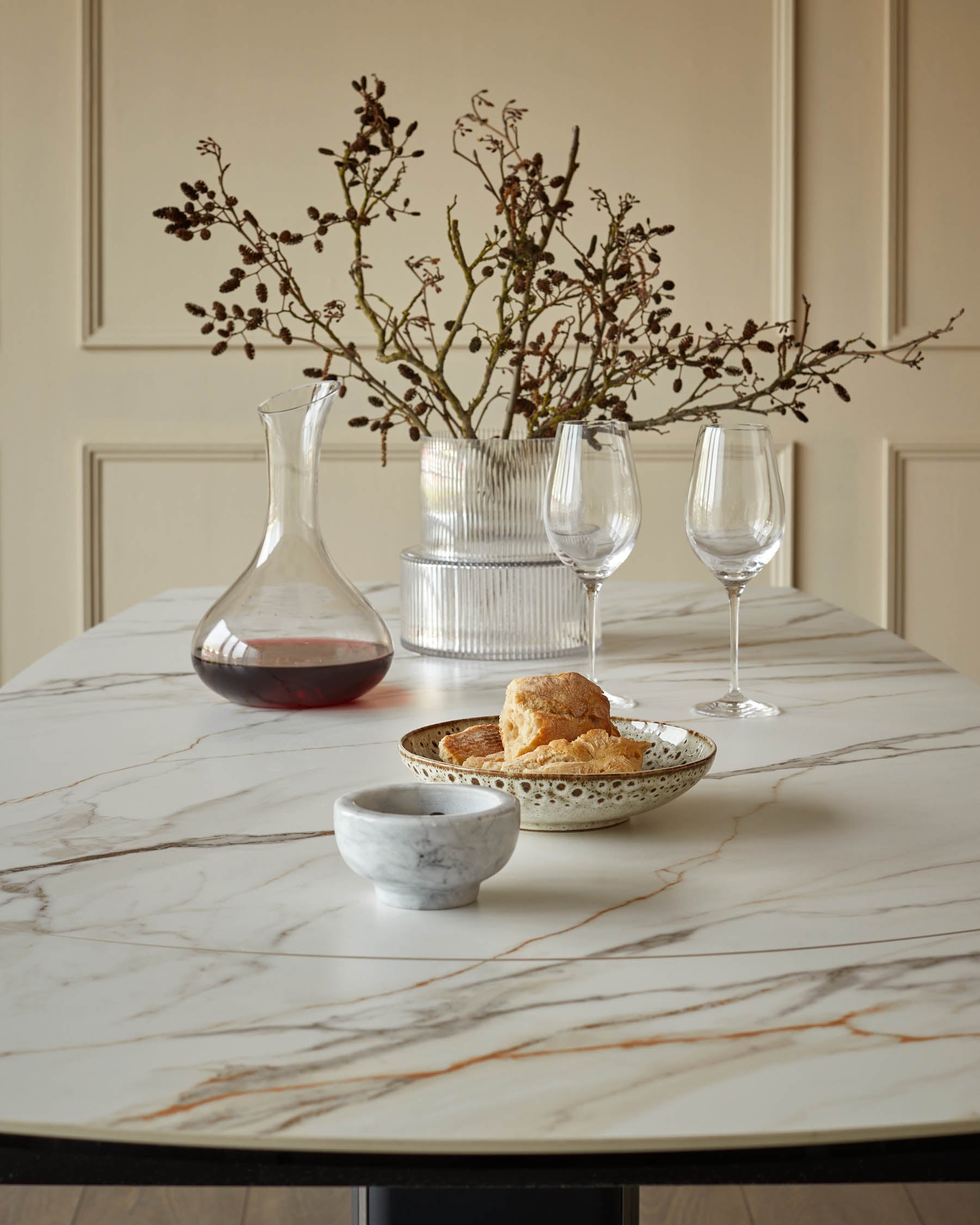 Fraser natural ceramic extending 4-6 seater dining table