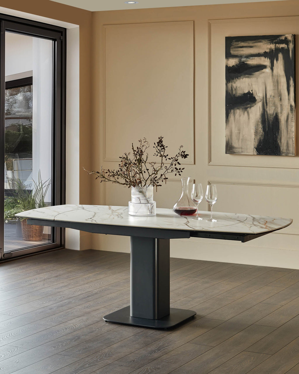 Fraser natural ceramic extending 4-6 seater dining table