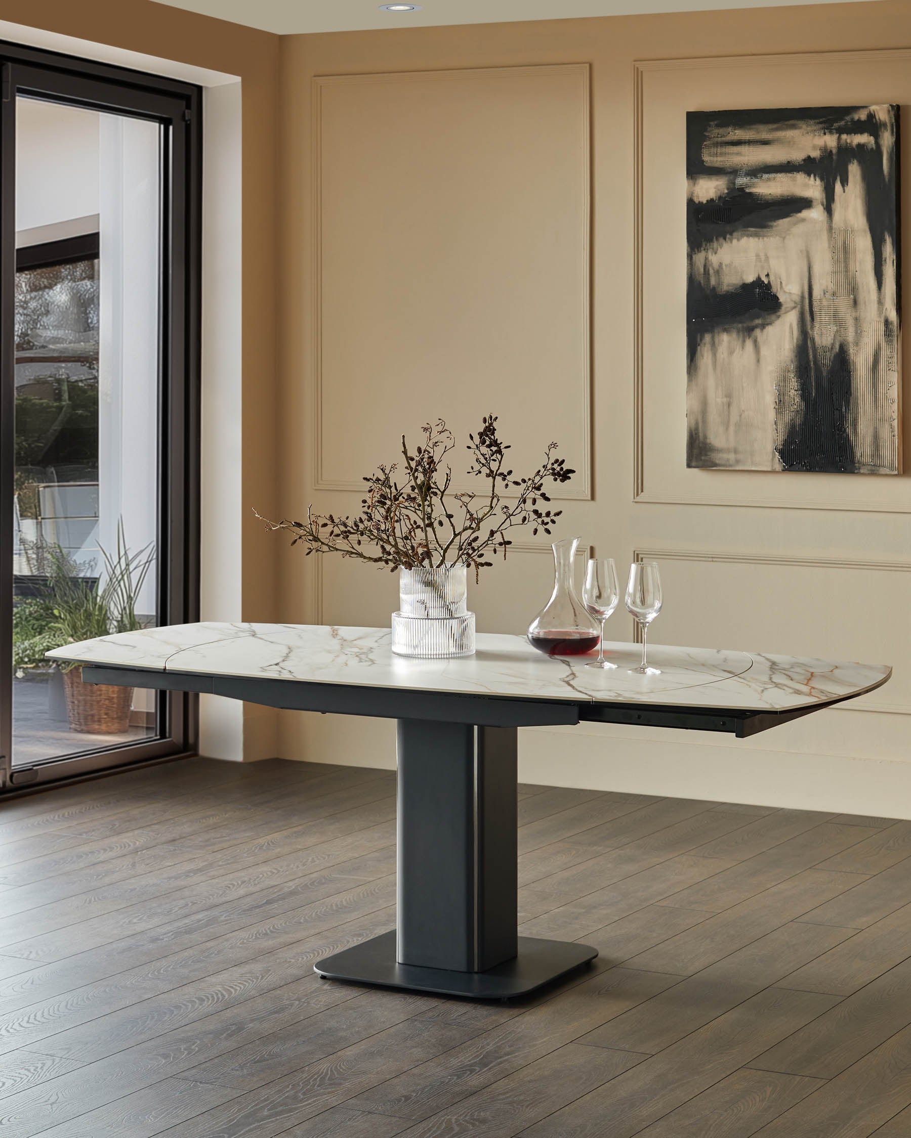 Fraser natural ceramic extending 4-6 seater dining table