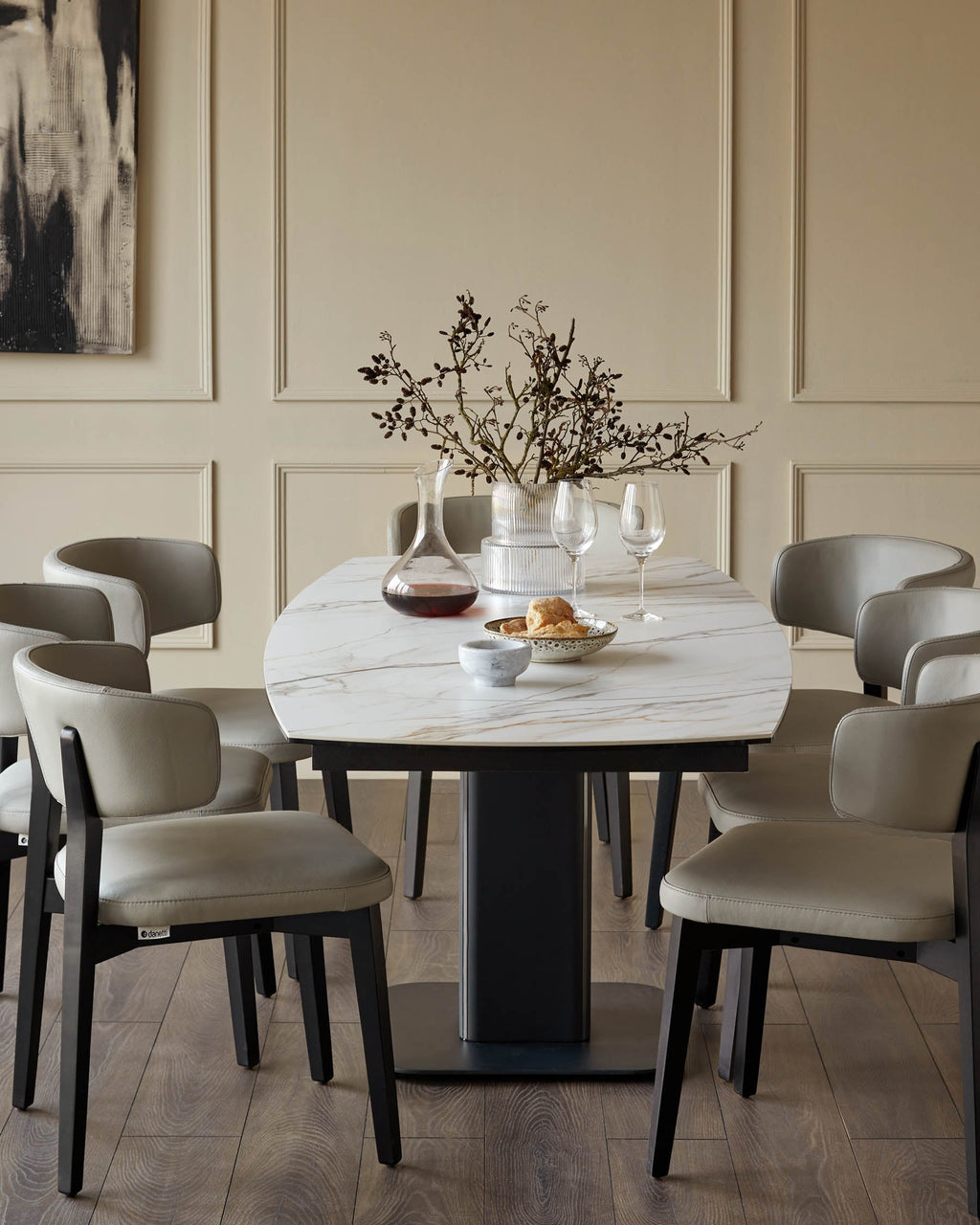 Fraser natural ceramic extending 4-6 seater dining table