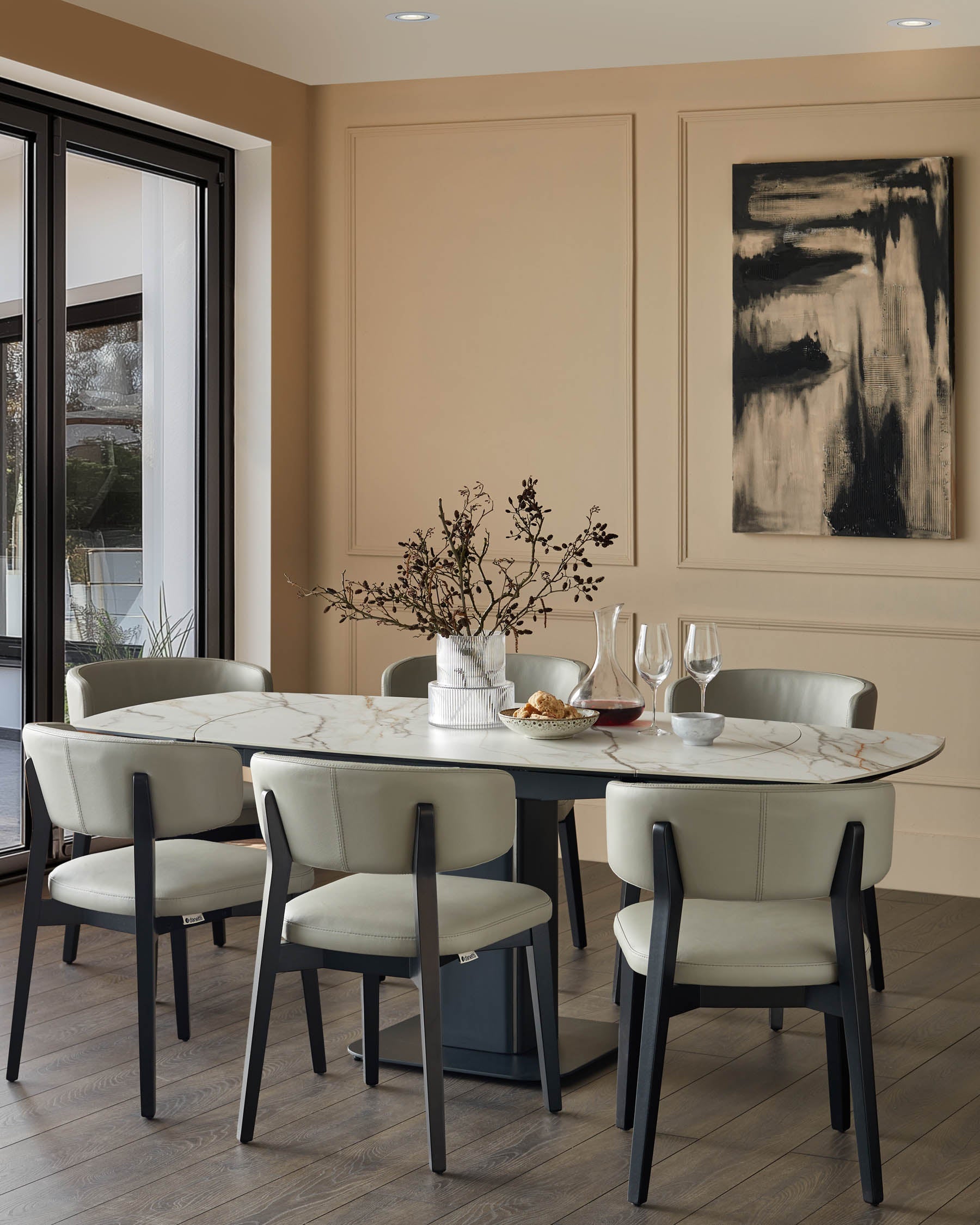 Fraser natural ceramic extending 4-6 seater dining table