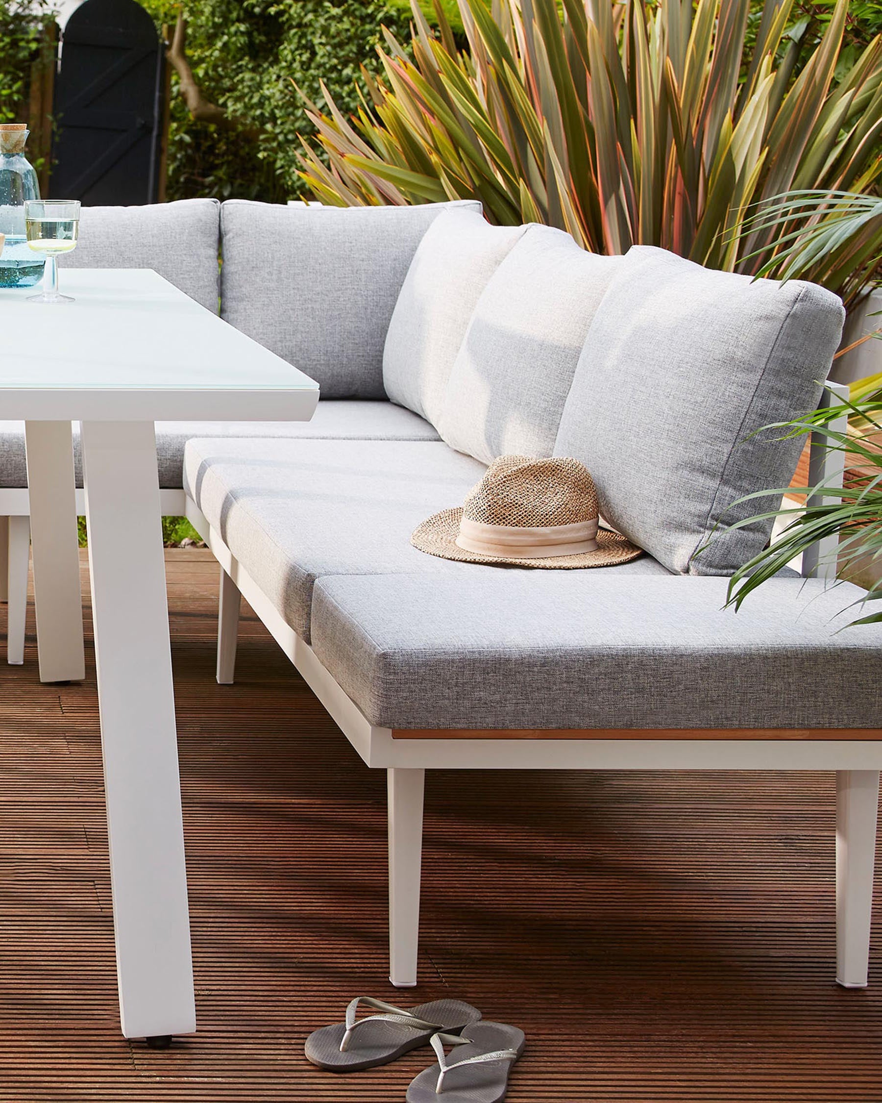 Palermo White Right Hand Corner Garden Dining Bench
