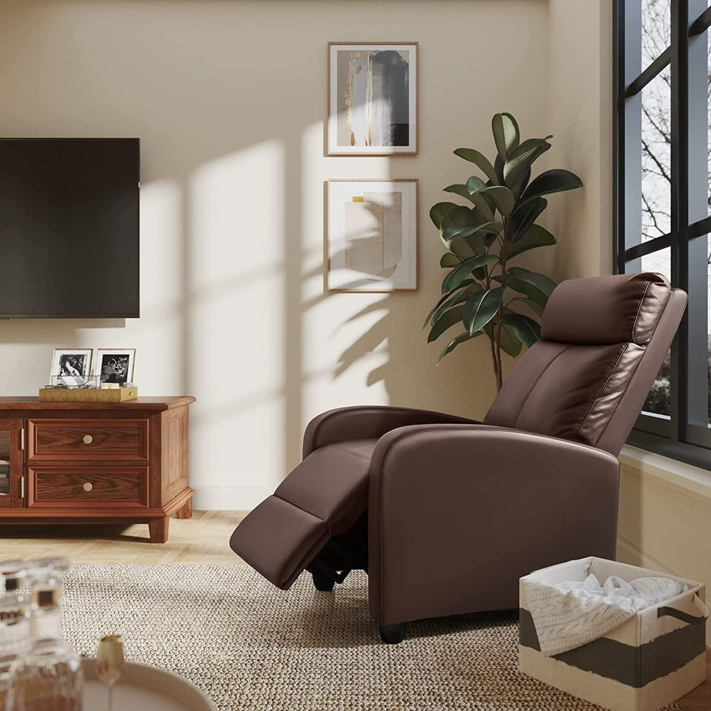 Furniwell PU Leather Sofa Recliner with Padded Seat and Backrest.