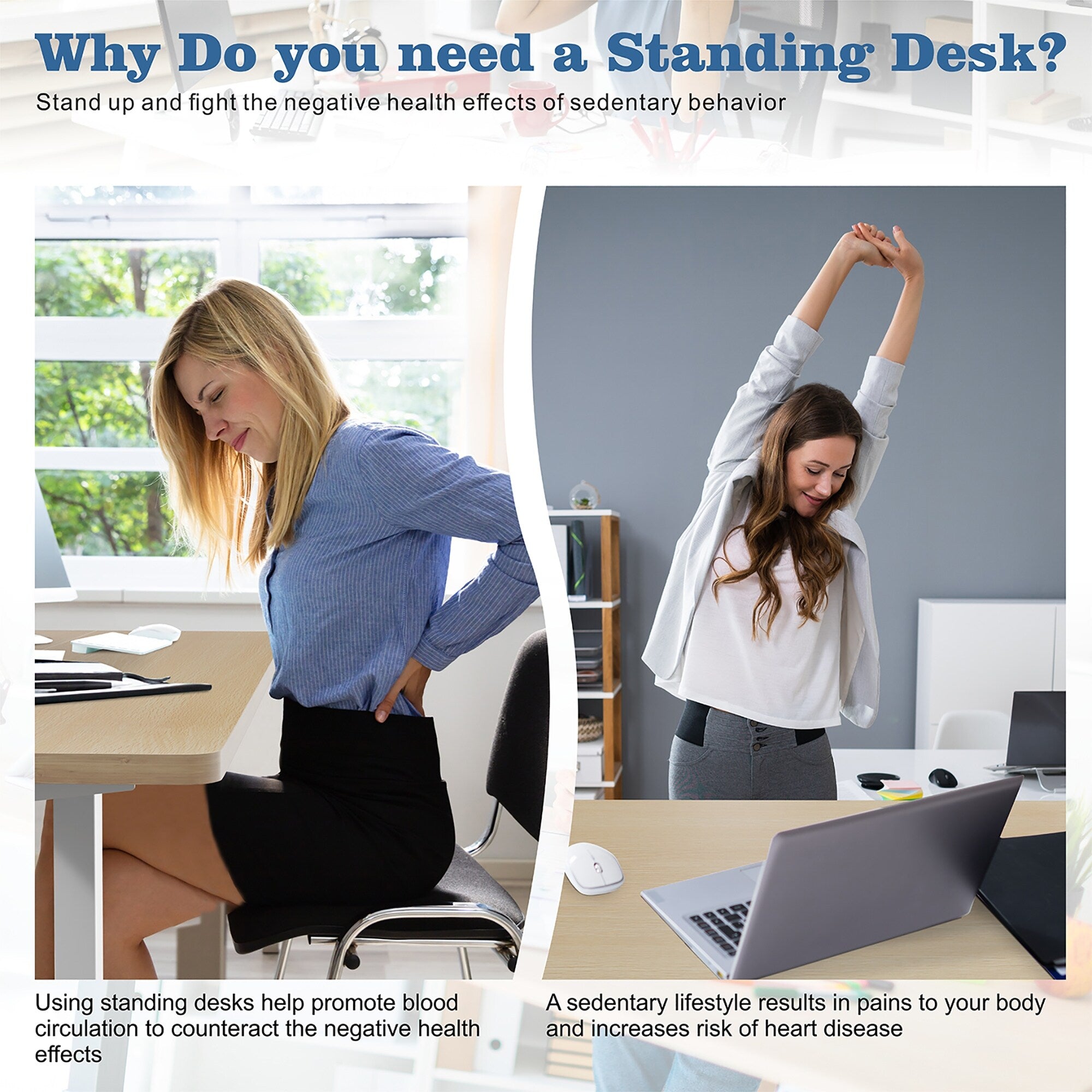 Futzca Height Adjustable Electric Standing Desk Sit Stand Computer Stand up Desk with Splice Board