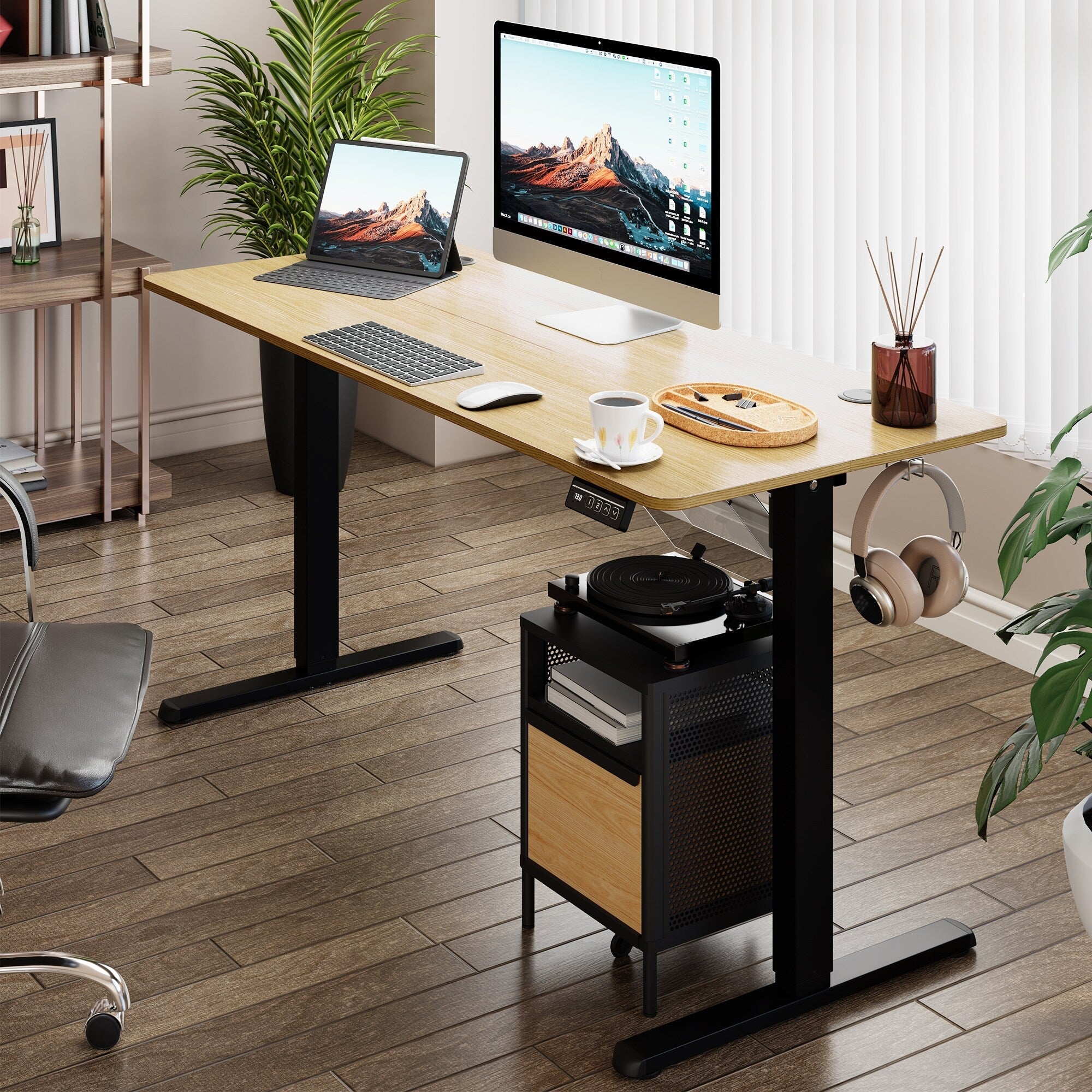 Futzca Height Adjustable Electric Standing Desk Sit Stand Computer Stand up Desk with Splice Board