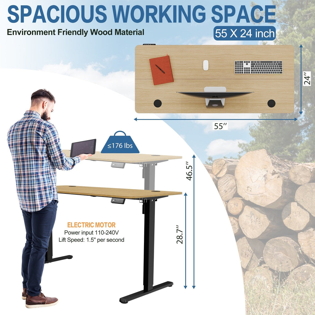 Futzca Height Adjustable Electric Standing Desk Sit Stand Computer Stand up Desk with Splice Board