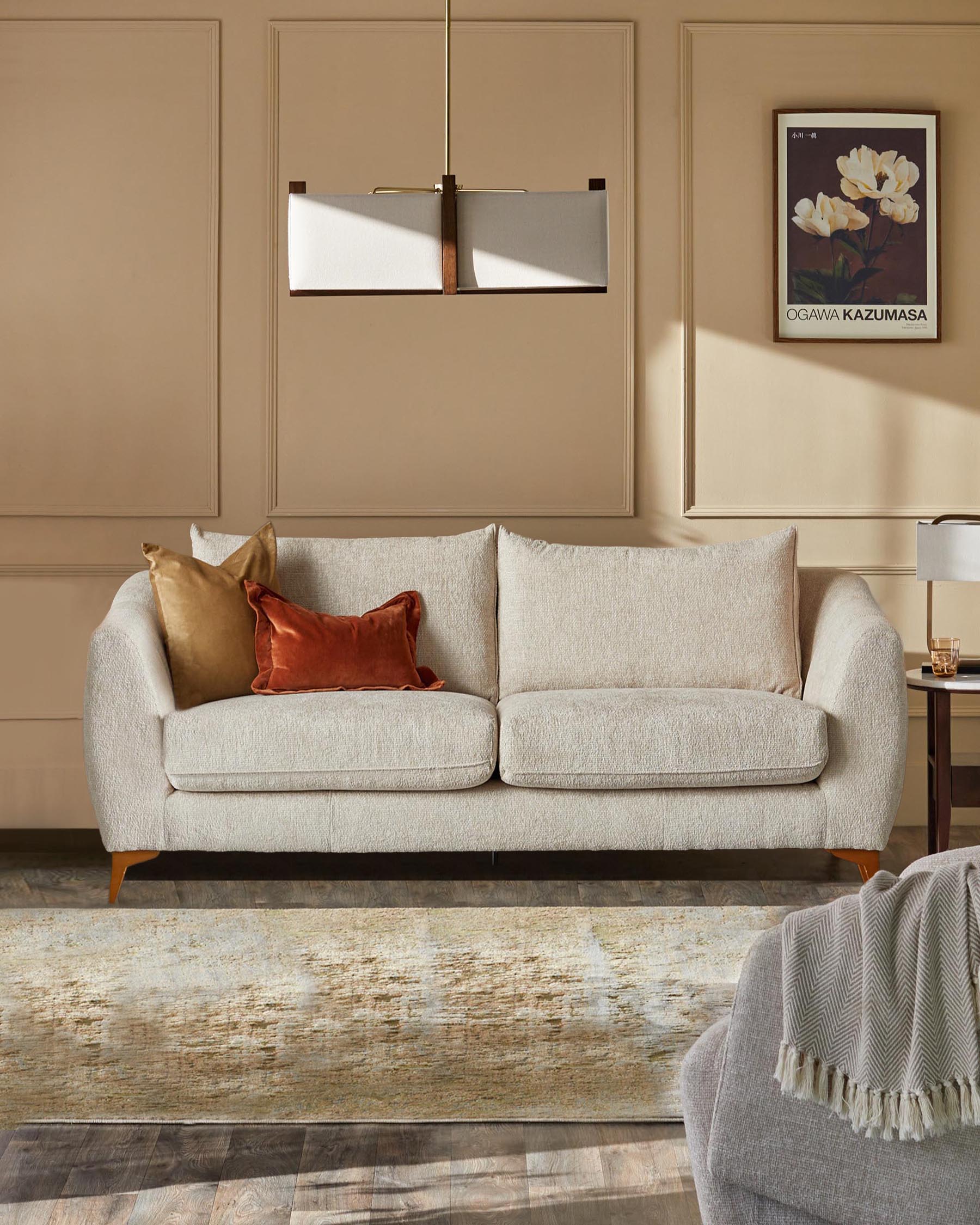 Genevieve natural chunky weave 2 seater sofa