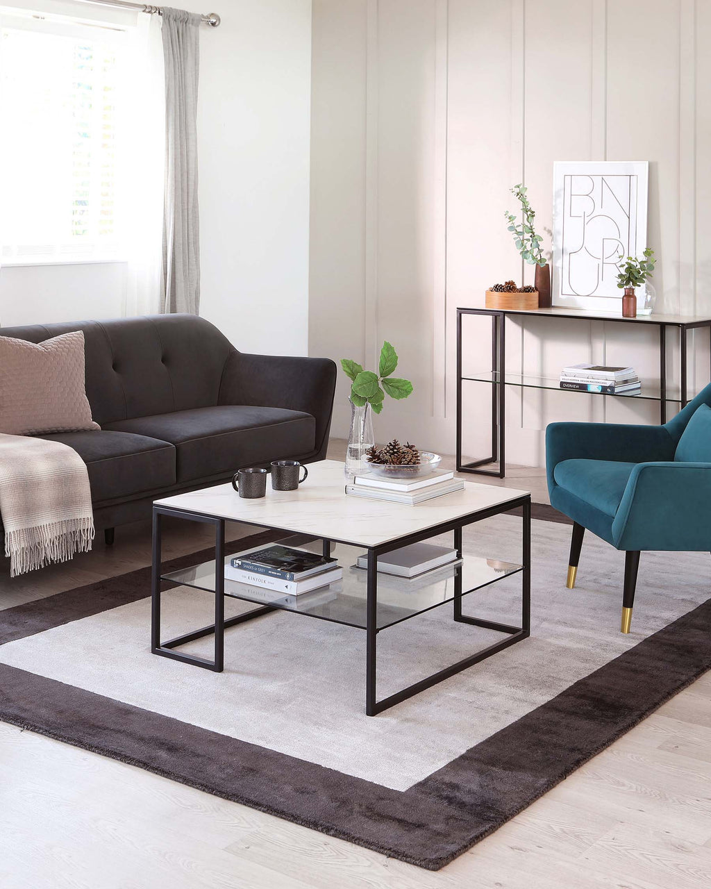 Georgia White Marbled Ceramic Coffee Table