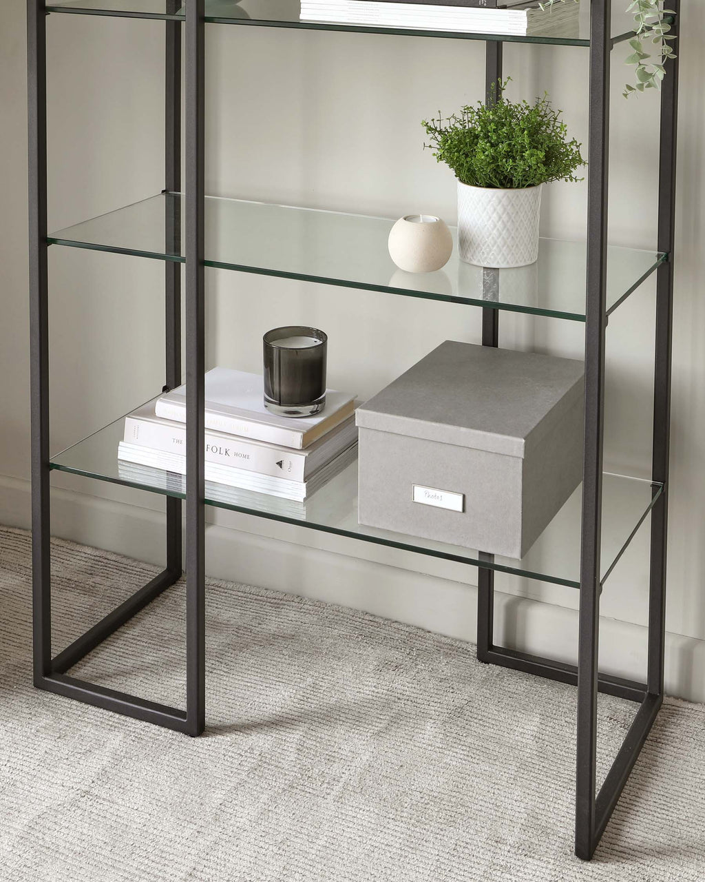 Georgia Marbled Ceramic and Black Frame Modular Shelving Unit