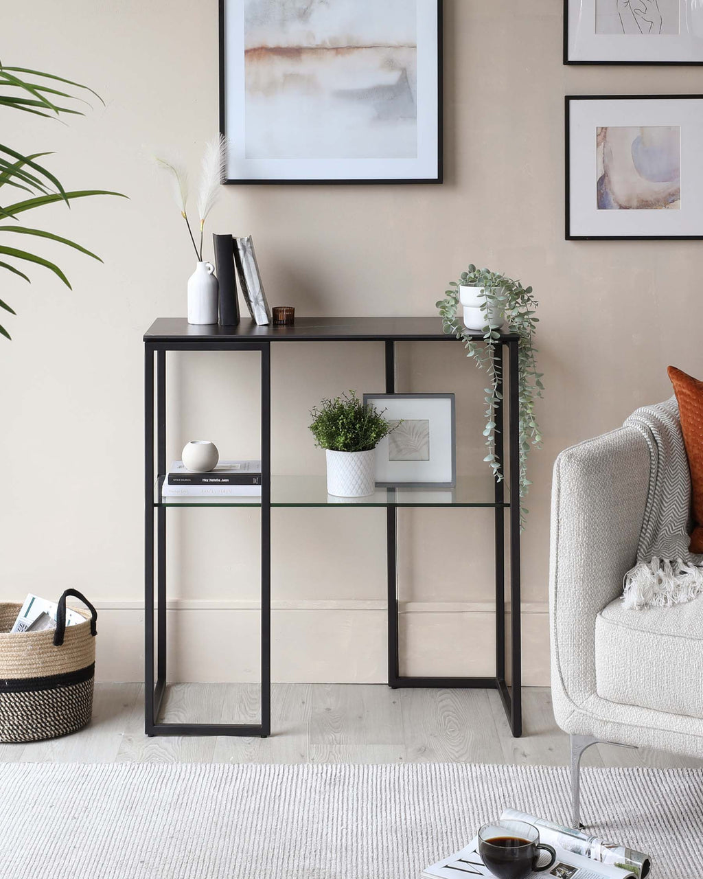 Georgia Black Marbled Ceramic Small Console Table