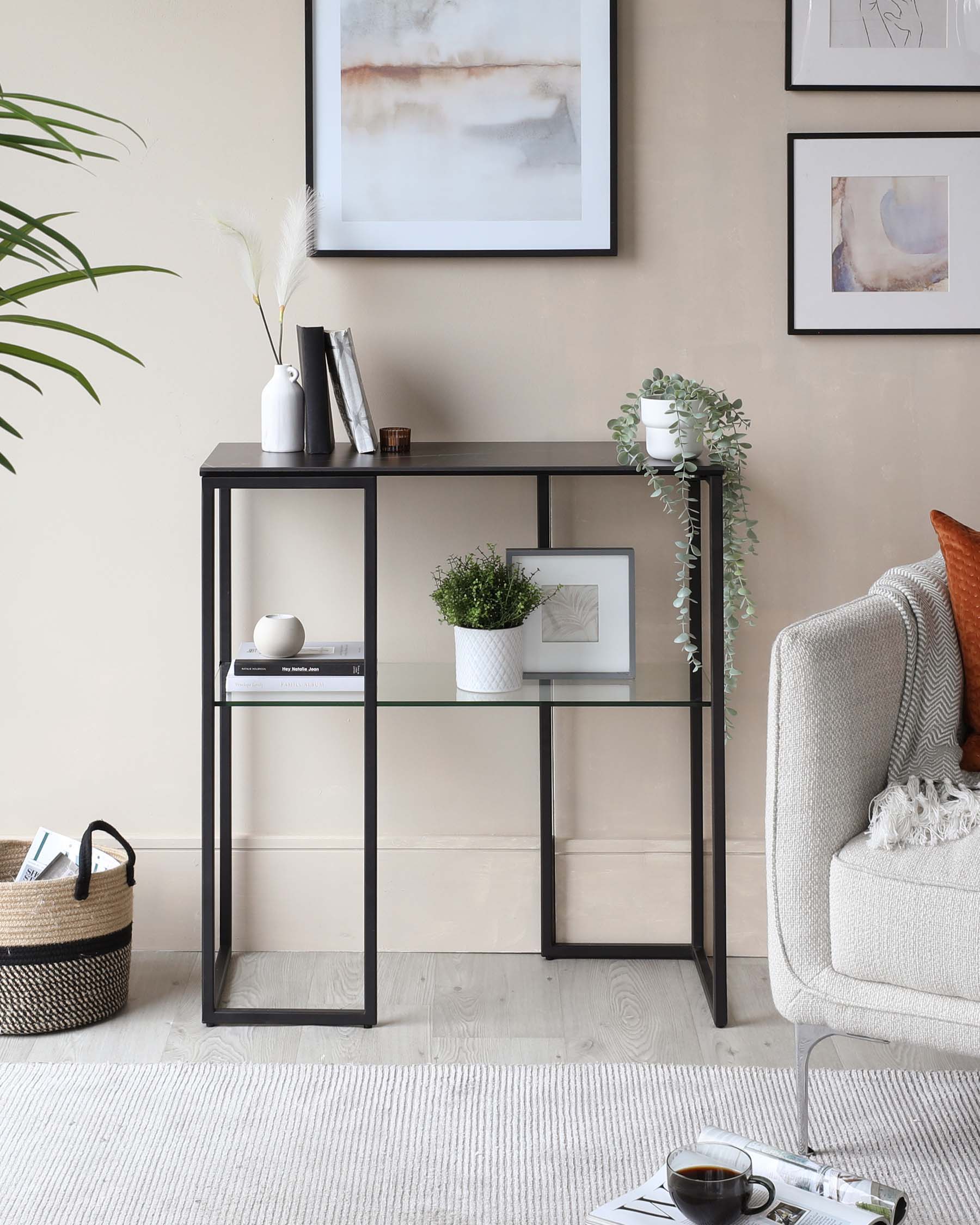 Georgia Black Marbled Ceramic Small Console Table