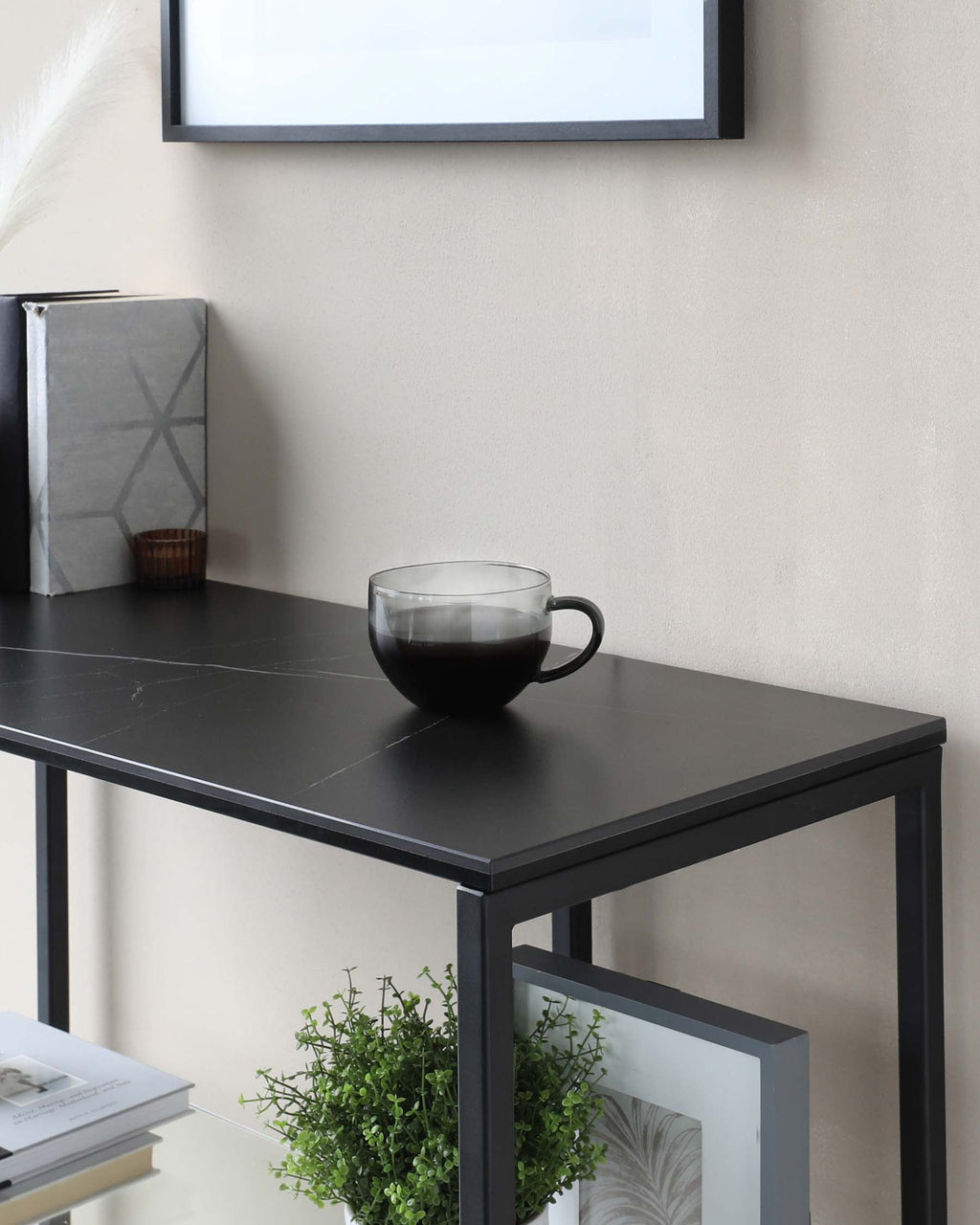 Georgia Black Marbled Ceramic Small Console Table