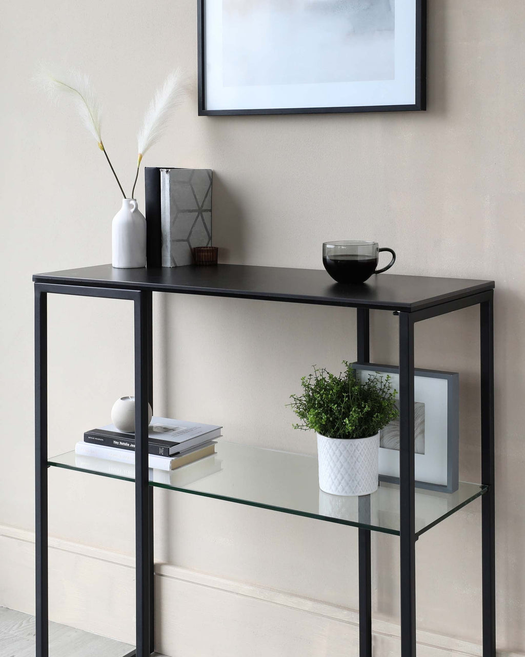 Georgia Black Marbled Ceramic Small Console Table