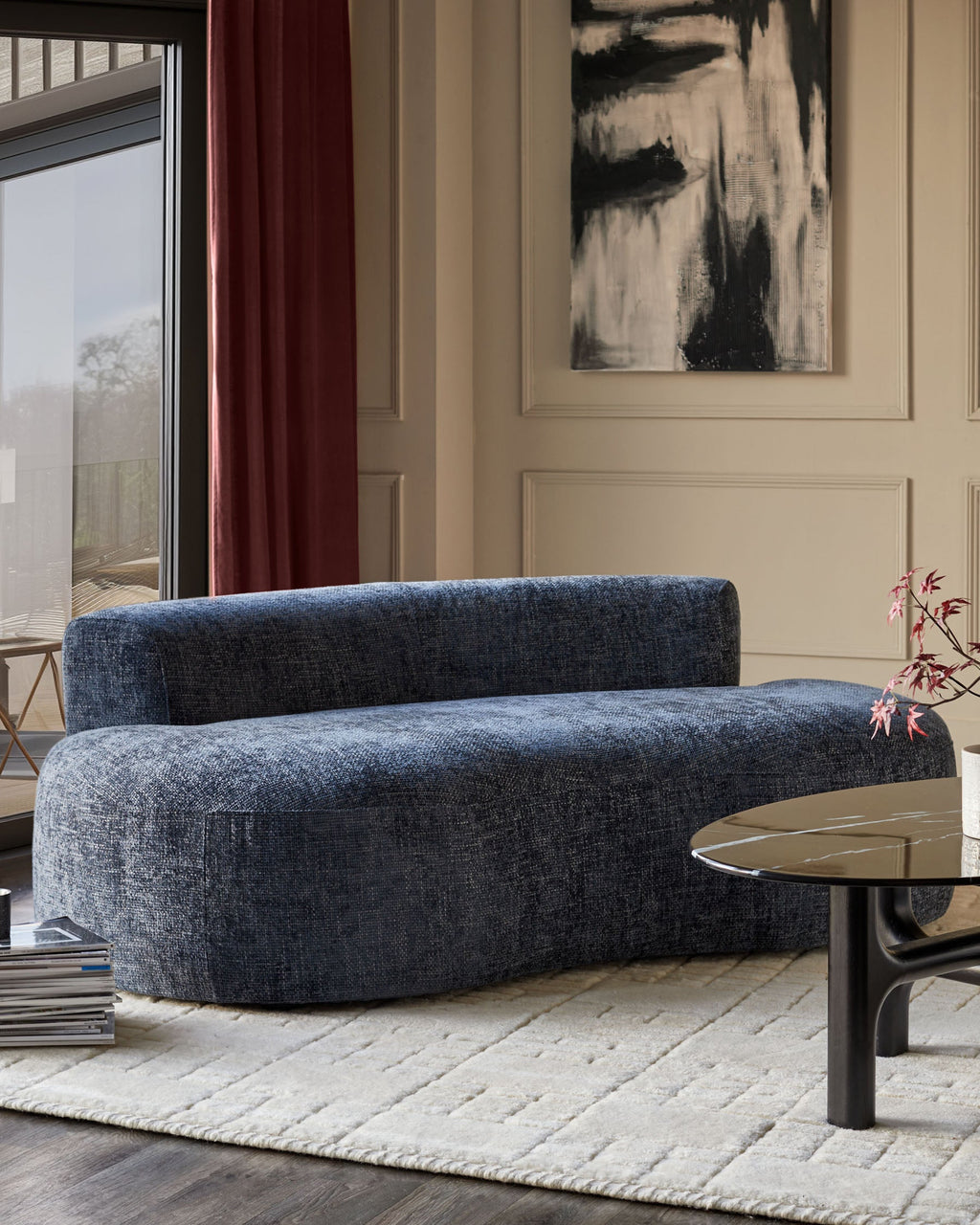 Gianna Dark Blue Weave 2 Seater Sofa