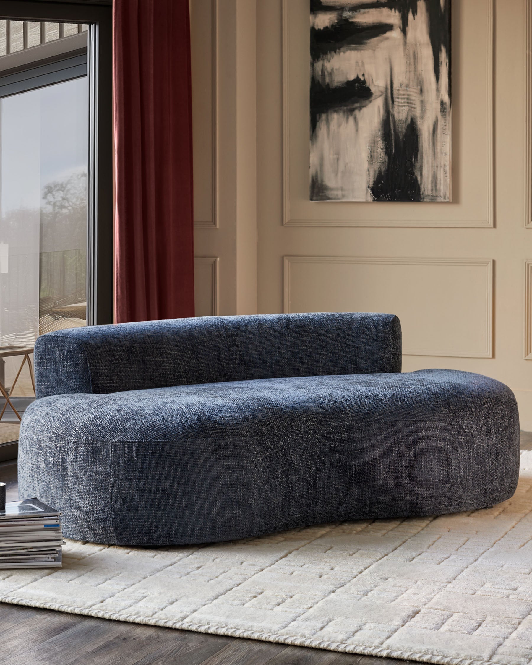 Gianna Dark Blue Weave 2 Seater Sofa