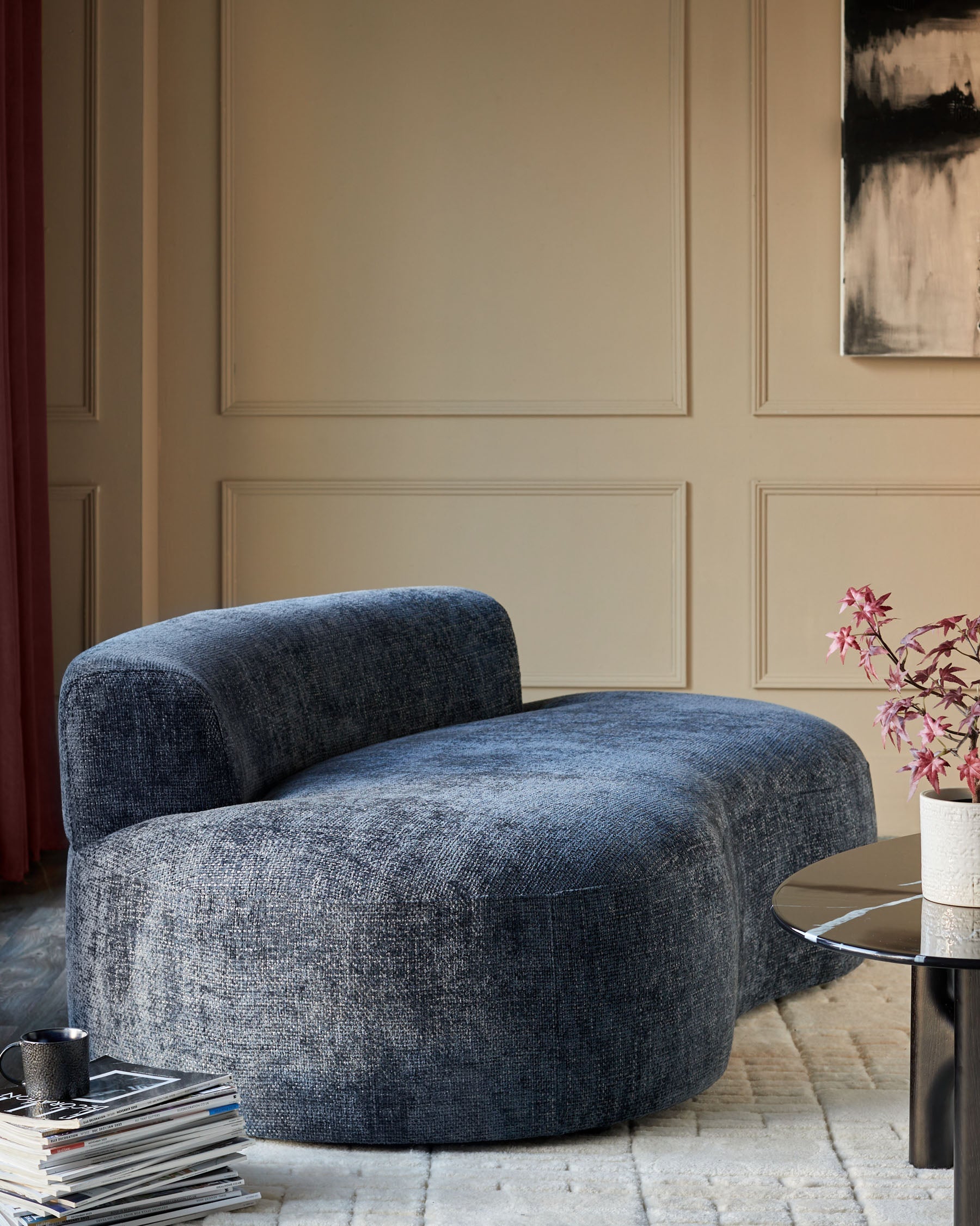 Gianna Dark Blue Weave 2 Seater Sofa