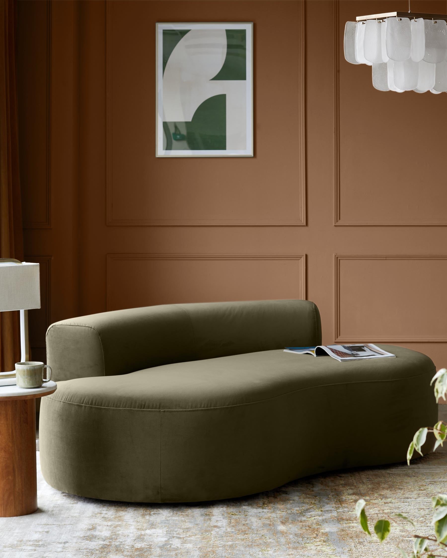 Gianna olive green velvet 2 seater sofa