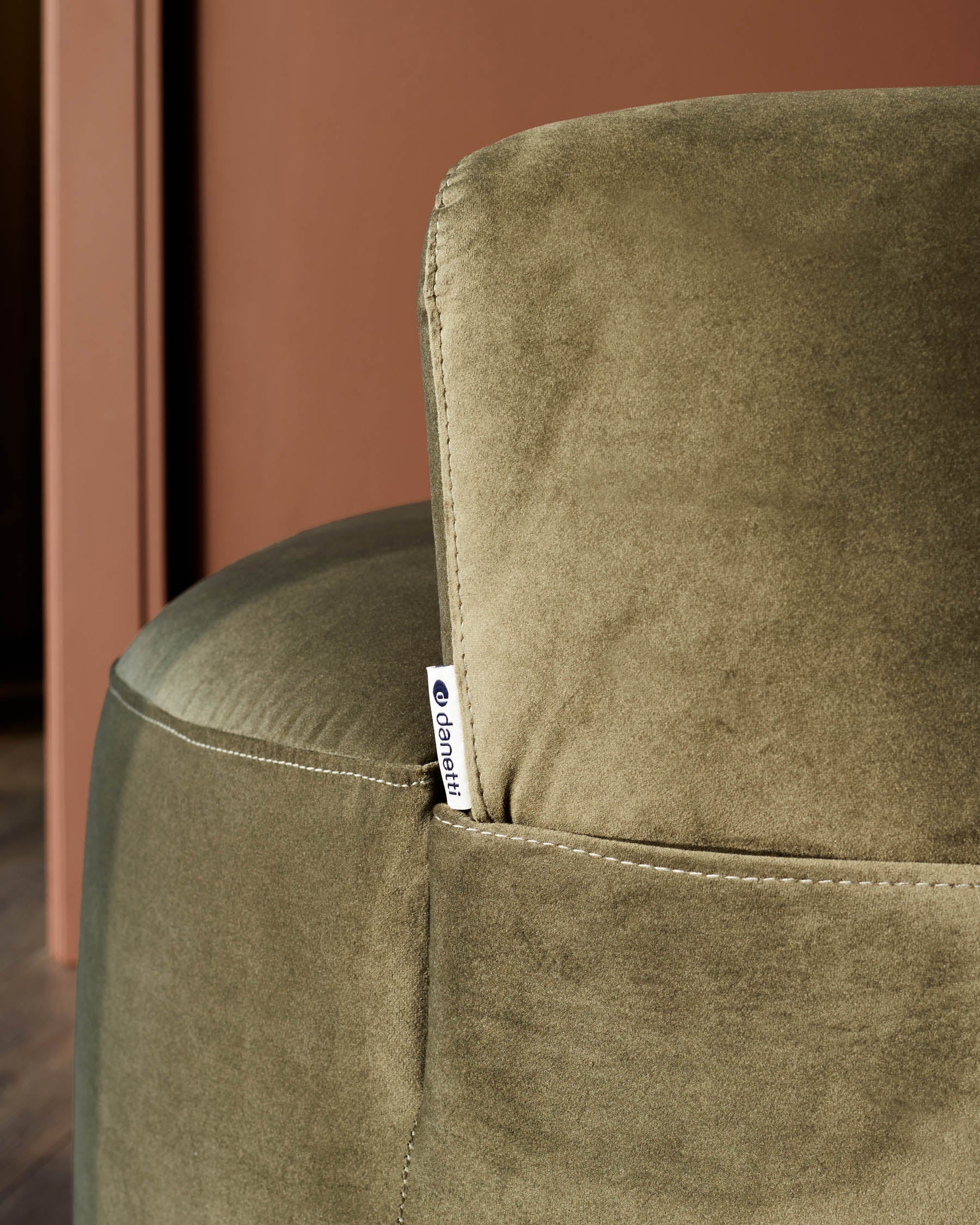 Gianna olive green velvet swivel armchair