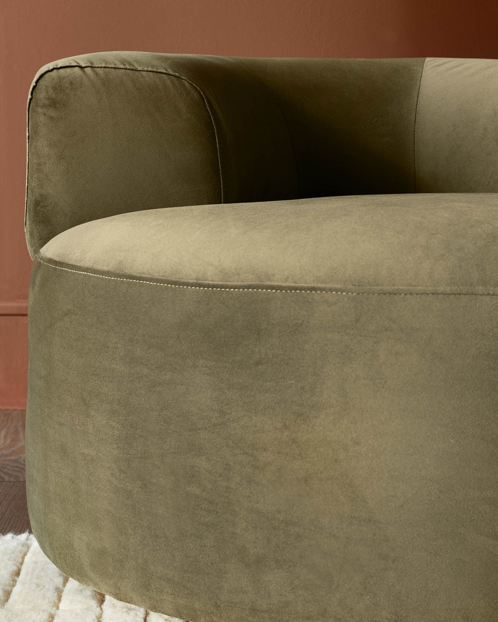 Gianna olive green velvet swivel armchair