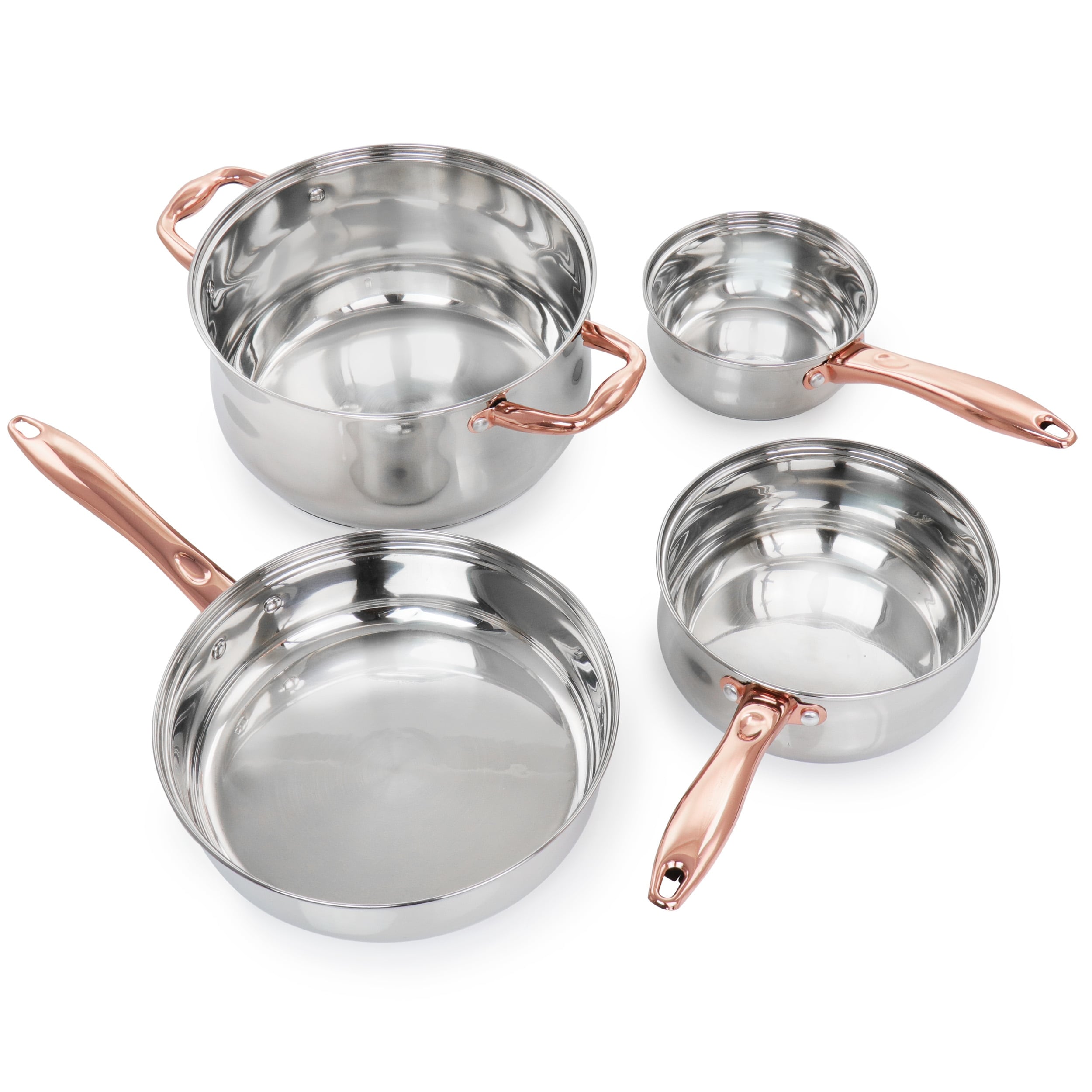 Gibson Home Bransonville 8 Piece Stainless Steel Cookware Set in Chrome and Bronze